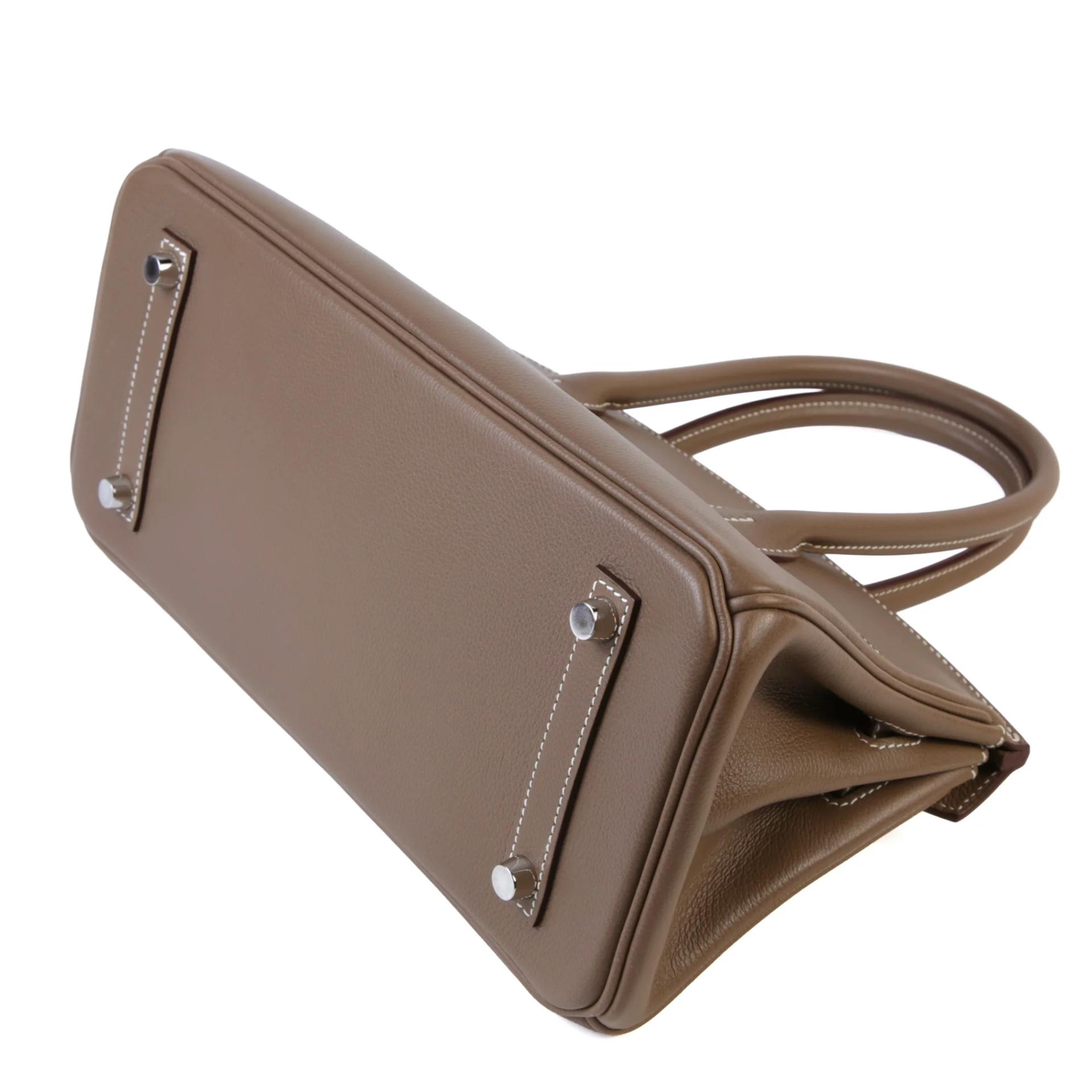 Very Good ( Rank A) HERMÈS Birkin Shoulder Light 29 Etoupe (18) Evercolor Palladium hardware K (2025) - 7