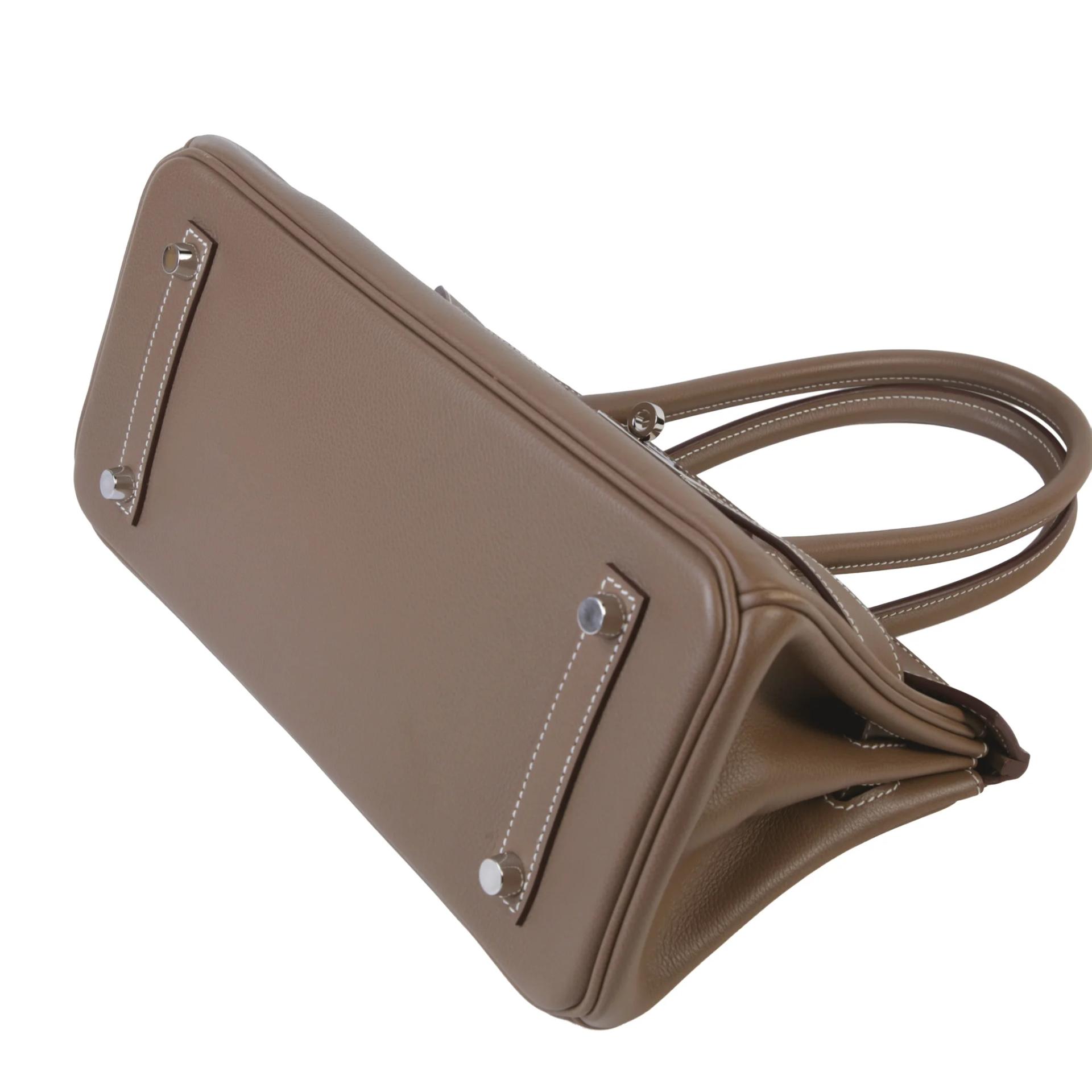 Very Good ( Rank A) HERMÈS Birkin Shoulder Light 29 Etoupe (18) Evercolor Palladium hardware K (2025) - 5