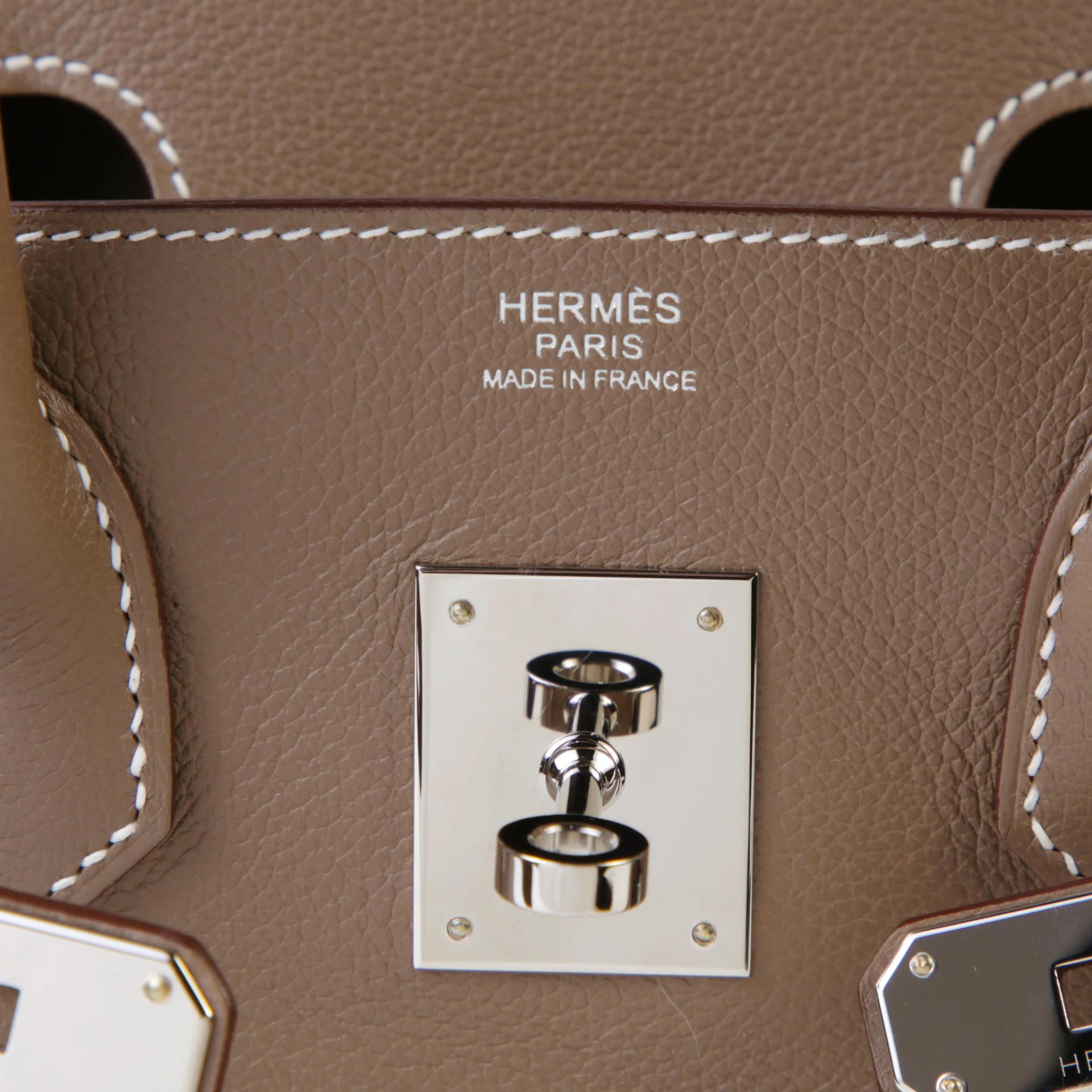Very Good ( Rank A) HERMÈS Birkin Shoulder Light 29 Etoupe (18) Evercolor Palladium hardware K (2025) - 9