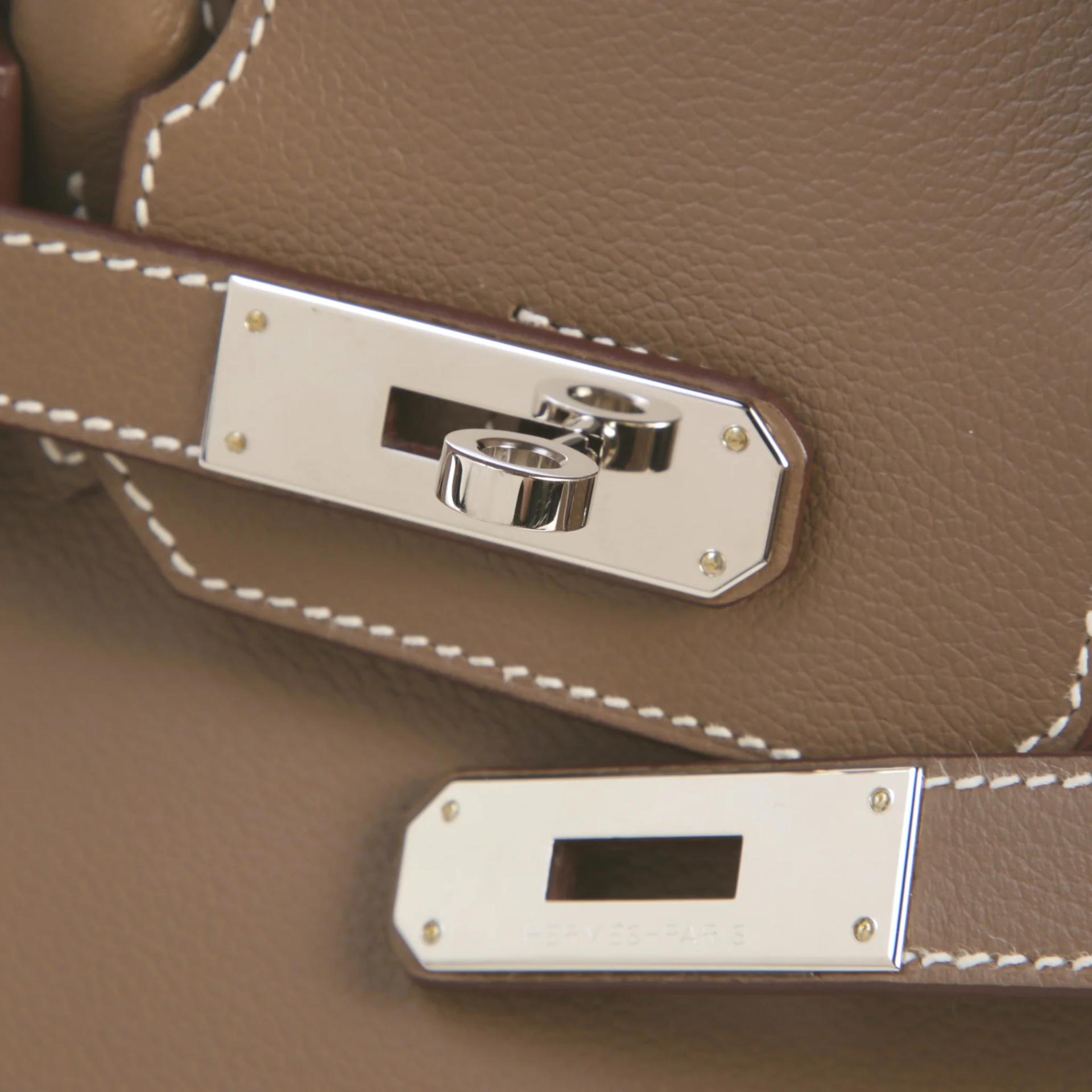 Very Good ( Rank A) HERMÈS Birkin Shoulder Light 29 Etoupe (18) Evercolor Palladium hardware K (2025) - 8