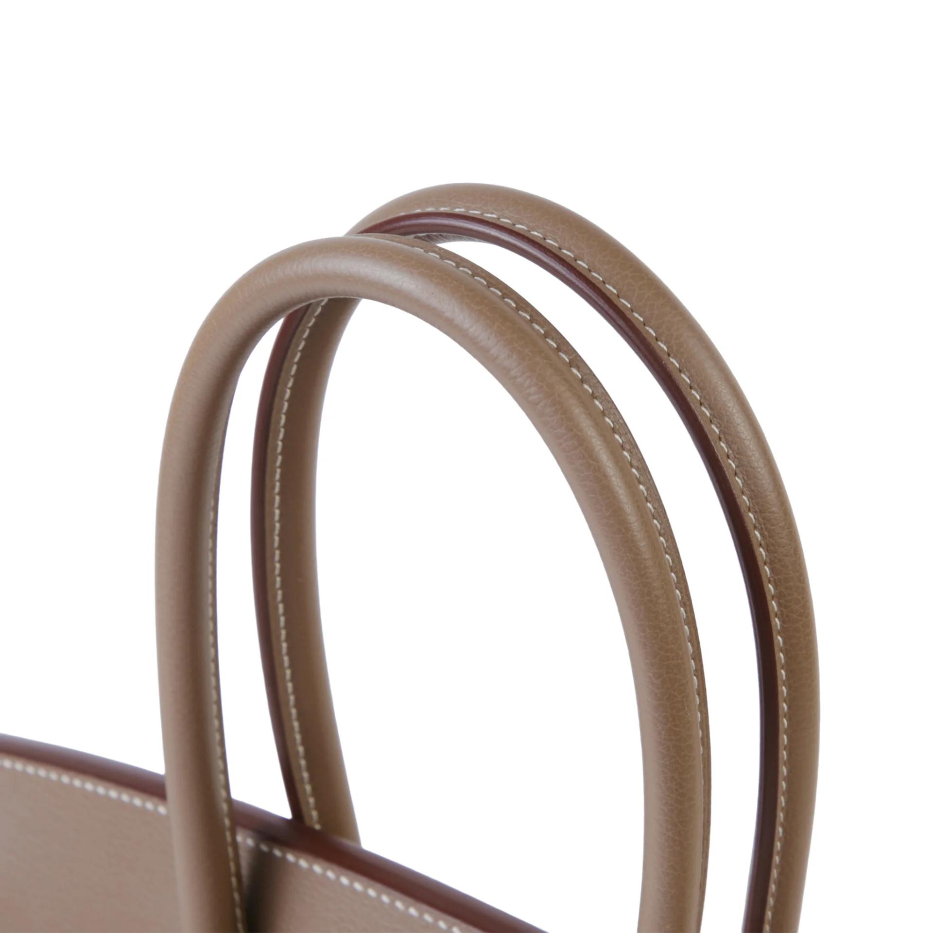 Very Good ( Rank A) HERMÈS Birkin Shoulder Light 29 Etoupe (18) Evercolor Palladium hardware K (2025) - 3