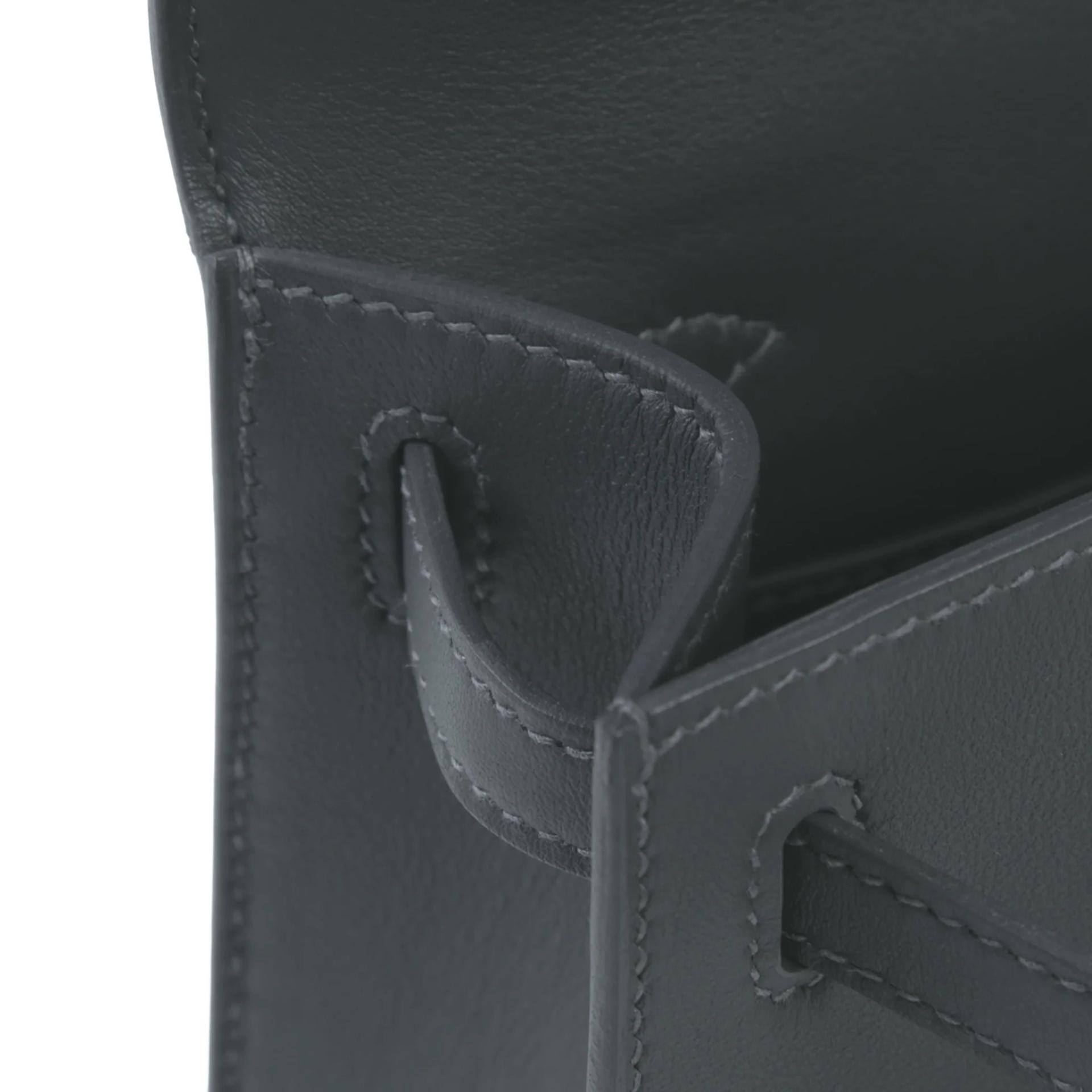 Excellent ( Rank SA ) HERMÈS Kelly Pochette Gris misty (H0) Swift Palladium hardware G (2026) - 13