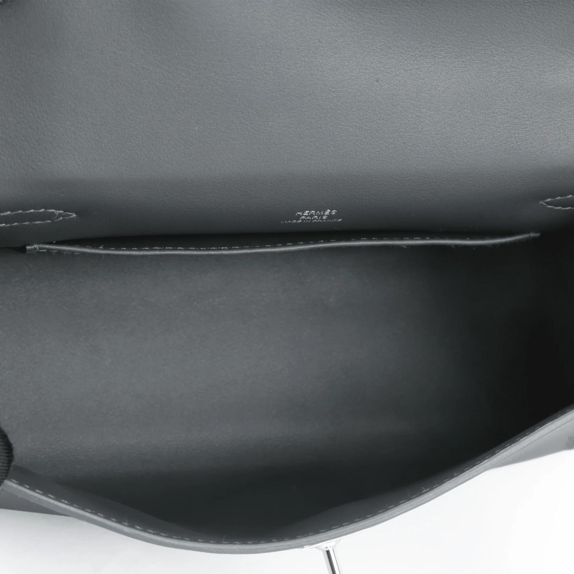 Excellent ( Rank SA ) HERMÈS Kelly Pochette Gris misty (H0) Swift Palladium hardware G (2026) - 11