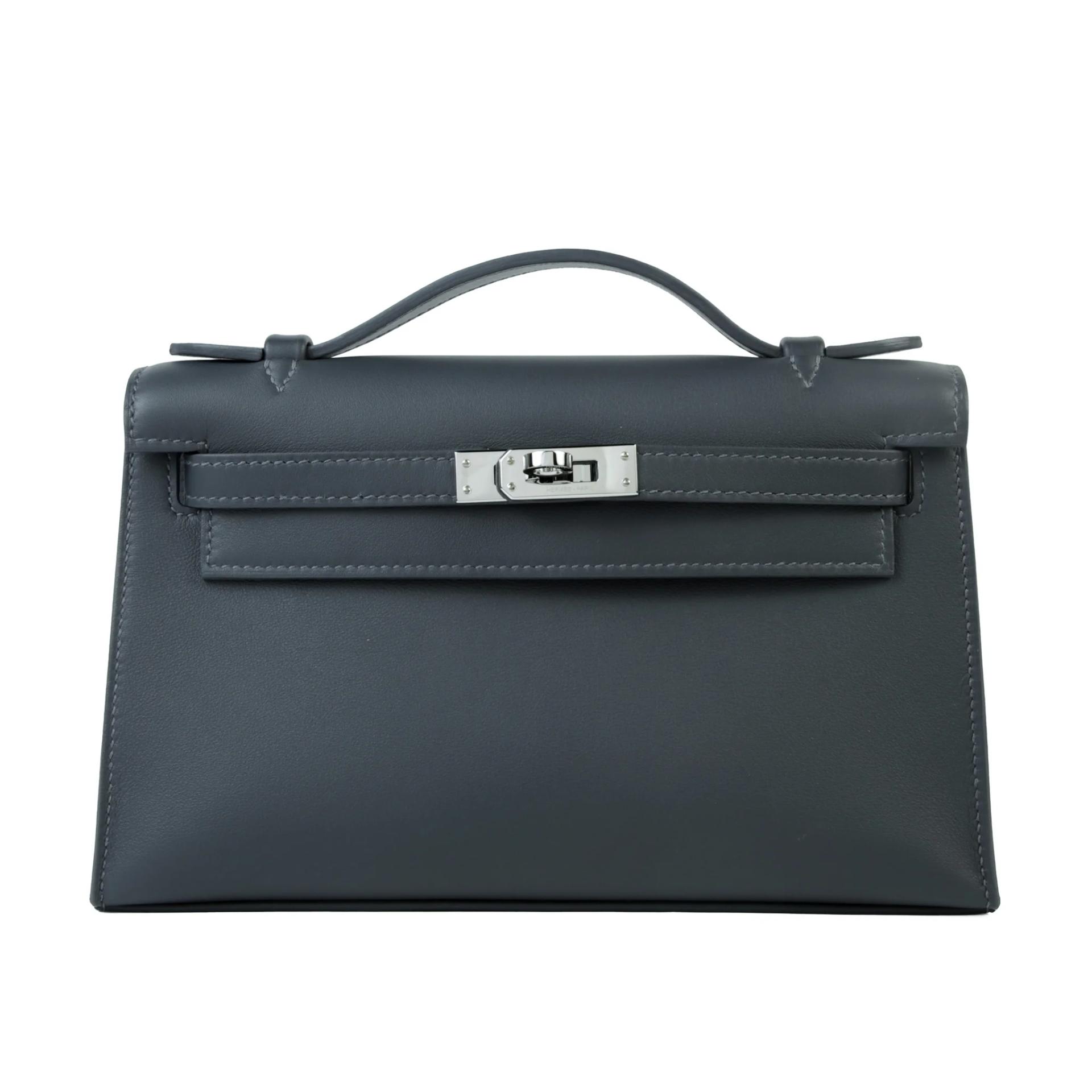 Excellent ( Rank SA ) HERMÈS Kelly Pochette Gris misty (H0) Swift Palladium hardware G (2026) - 1