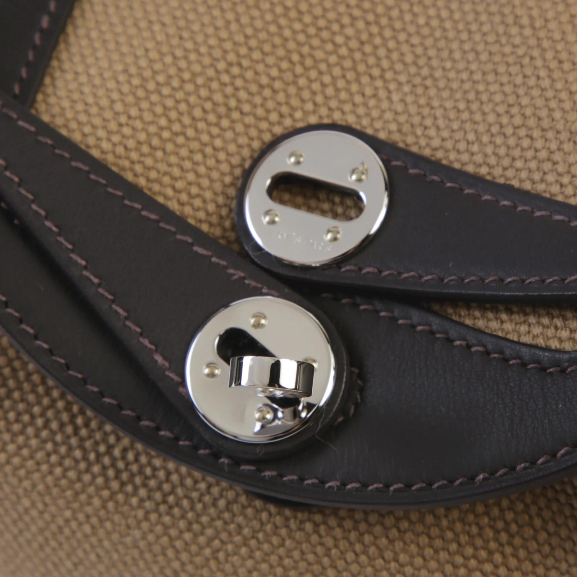 Excellent ( Rank SA ) HERMÈS Mini Lindy Mousse (19) Canvas Swift Palladium hardware K (2025) - 8
