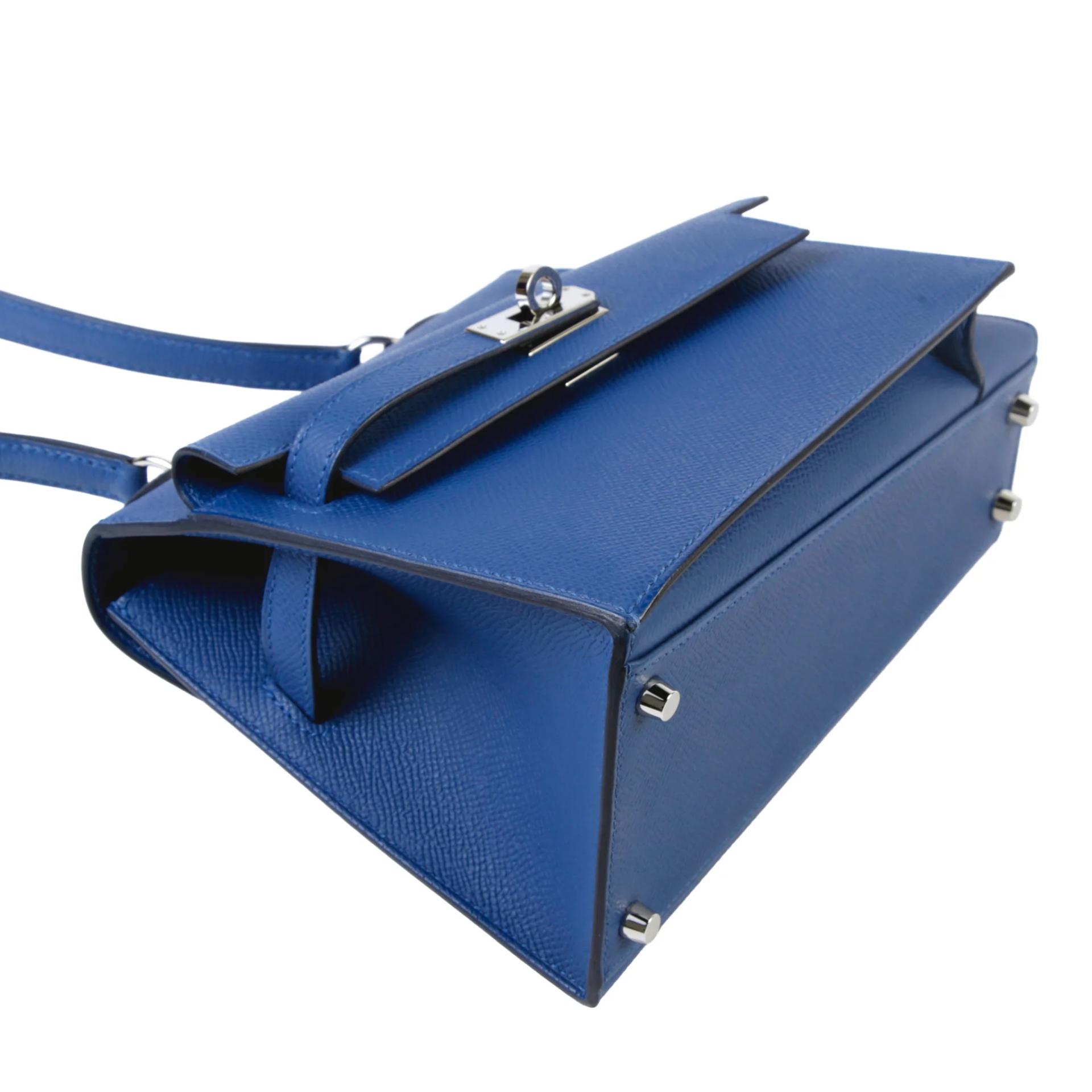 Excellent ( Rank SA ) HERMÈS Limited Edition Kelly 20 en Desordre Bleu Tie (P5) Epsom Palladium hardware K (2025) - 5