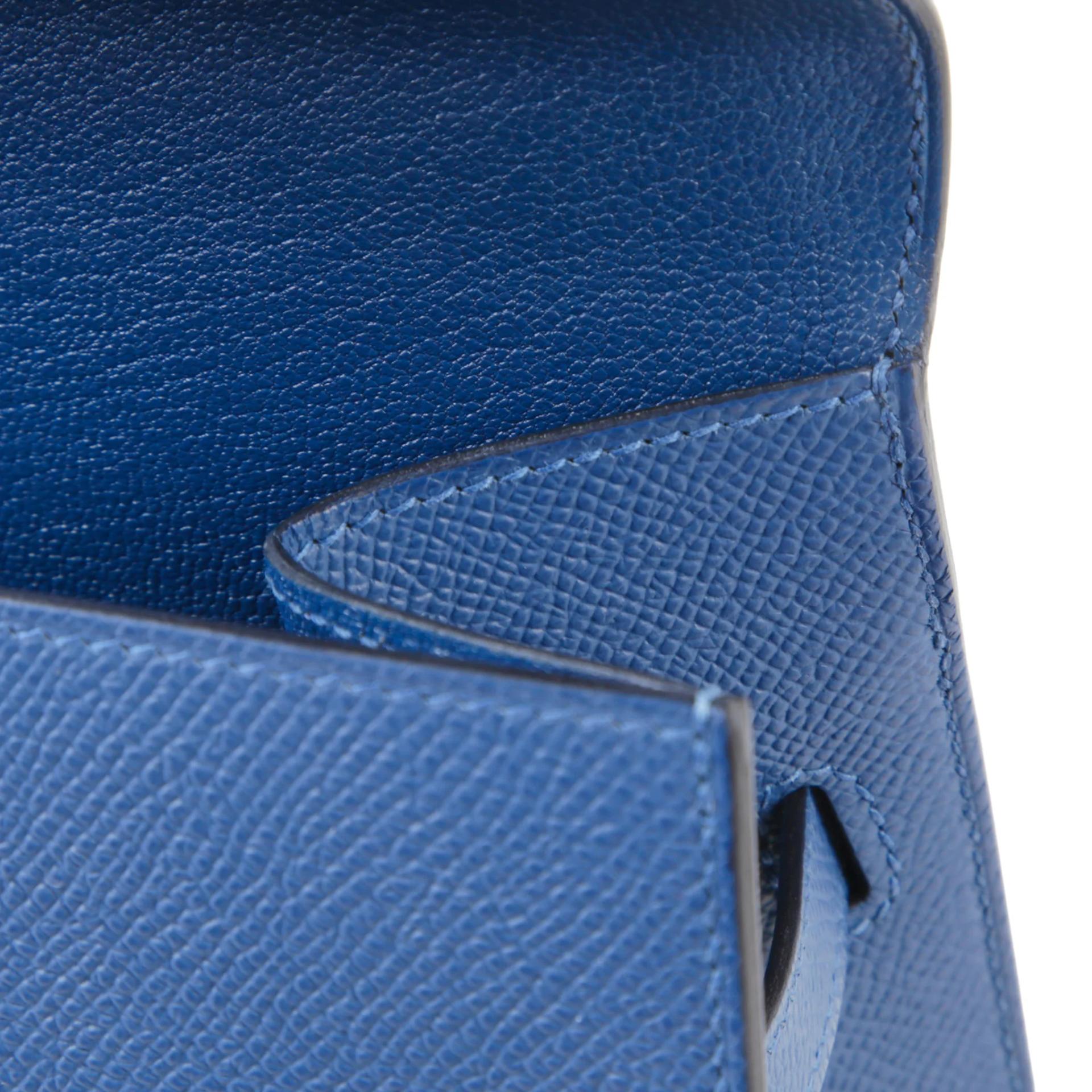 Excellent ( Rank SA ) HERMÈS Limited Edition Kelly 20 en Desordre Bleu Tie (P5) Epsom Palladium hardware K (2025) - 8
