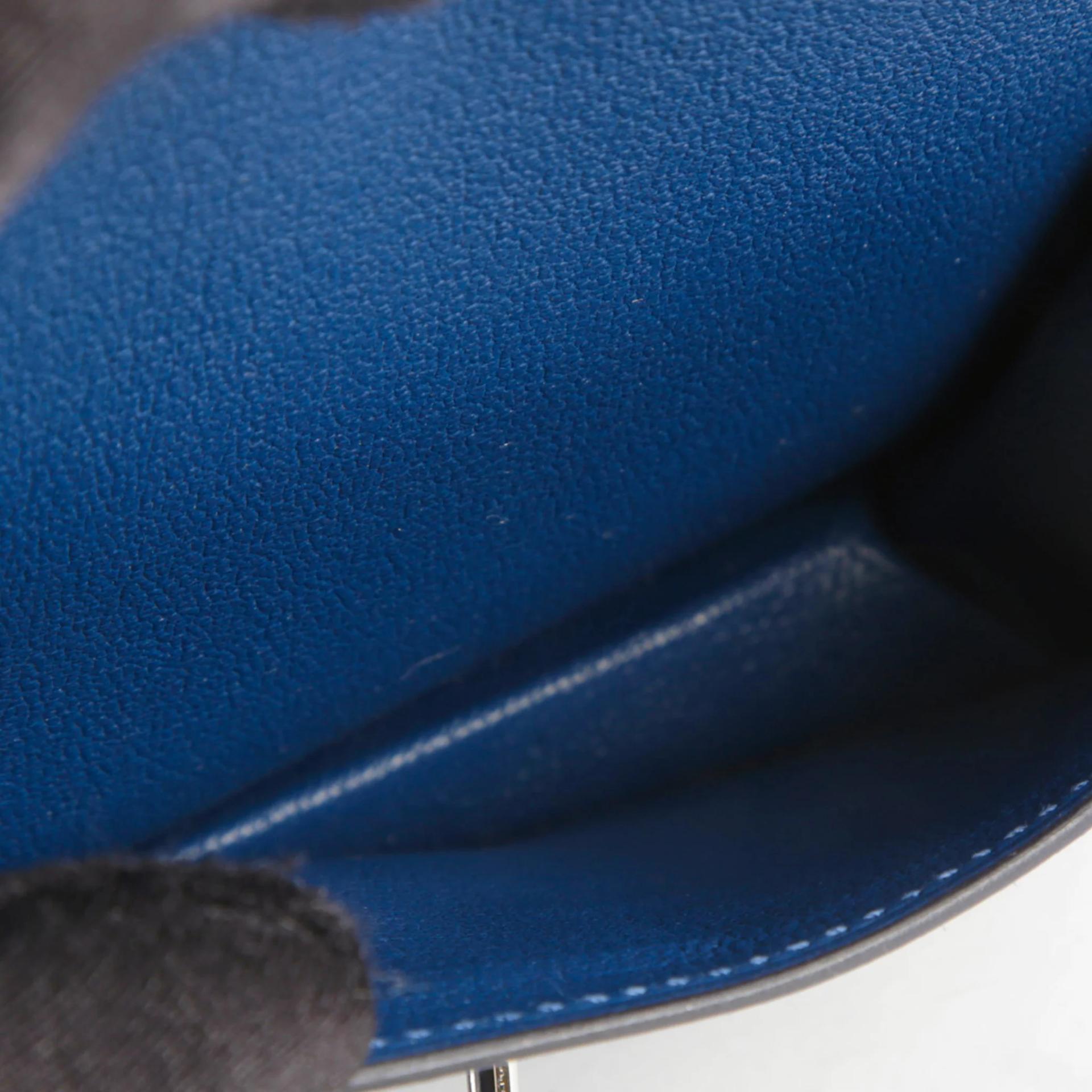 Excellent ( Rank SA ) HERMÈS Limited Edition Kelly 20 en Desordre Bleu Tie (P5) Epsom Palladium hardware K (2025) - 12