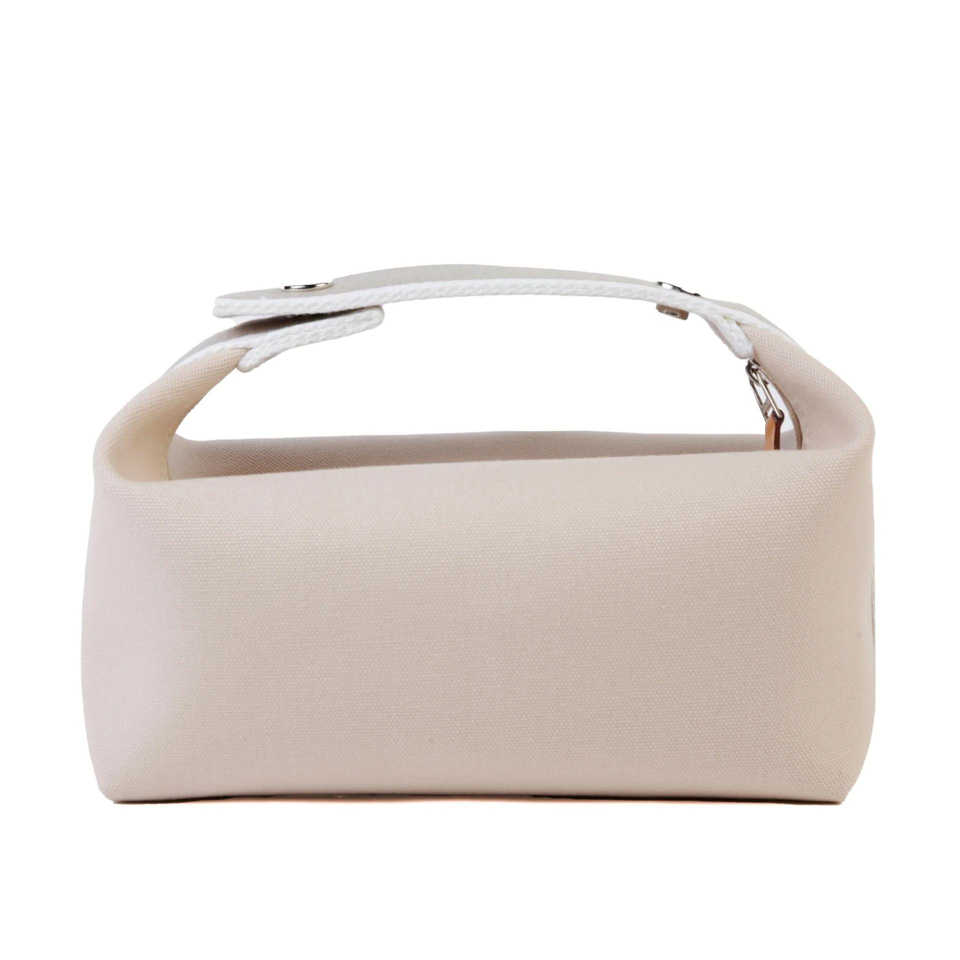 Brand New ( Rank N ) HERMÈS Bride-a-Brac Case PM Beige Canvas Palladium hardware - 2