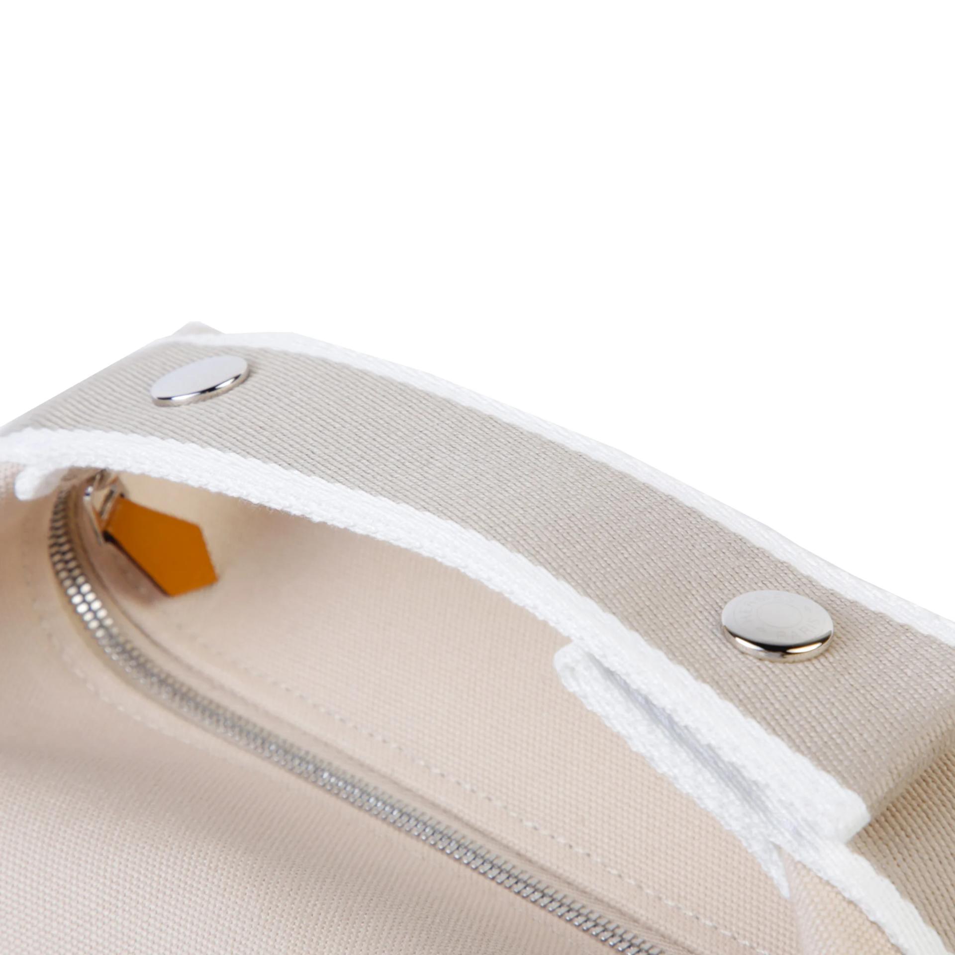Brand New ( Rank N ) HERMÈS Bride-a-Brac Case PM Beige Canvas Palladium hardware - 3