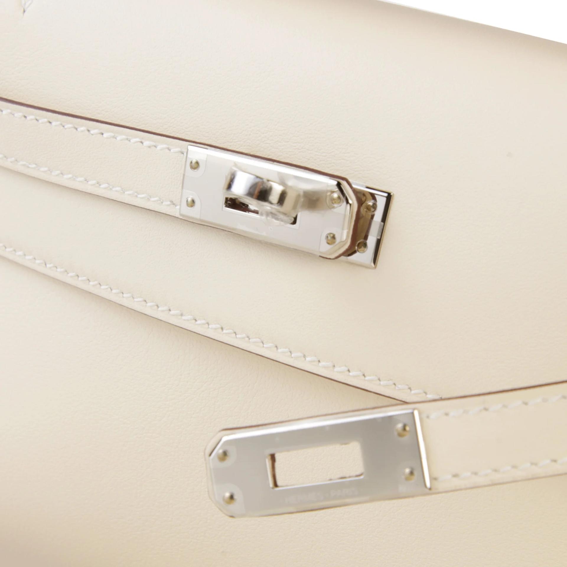 全新 HERMÈS 愛馬仕 Kelly Pochette I2 奶油白 Nata Swift牛皮 銀扣 K刻 2025年 - 8
