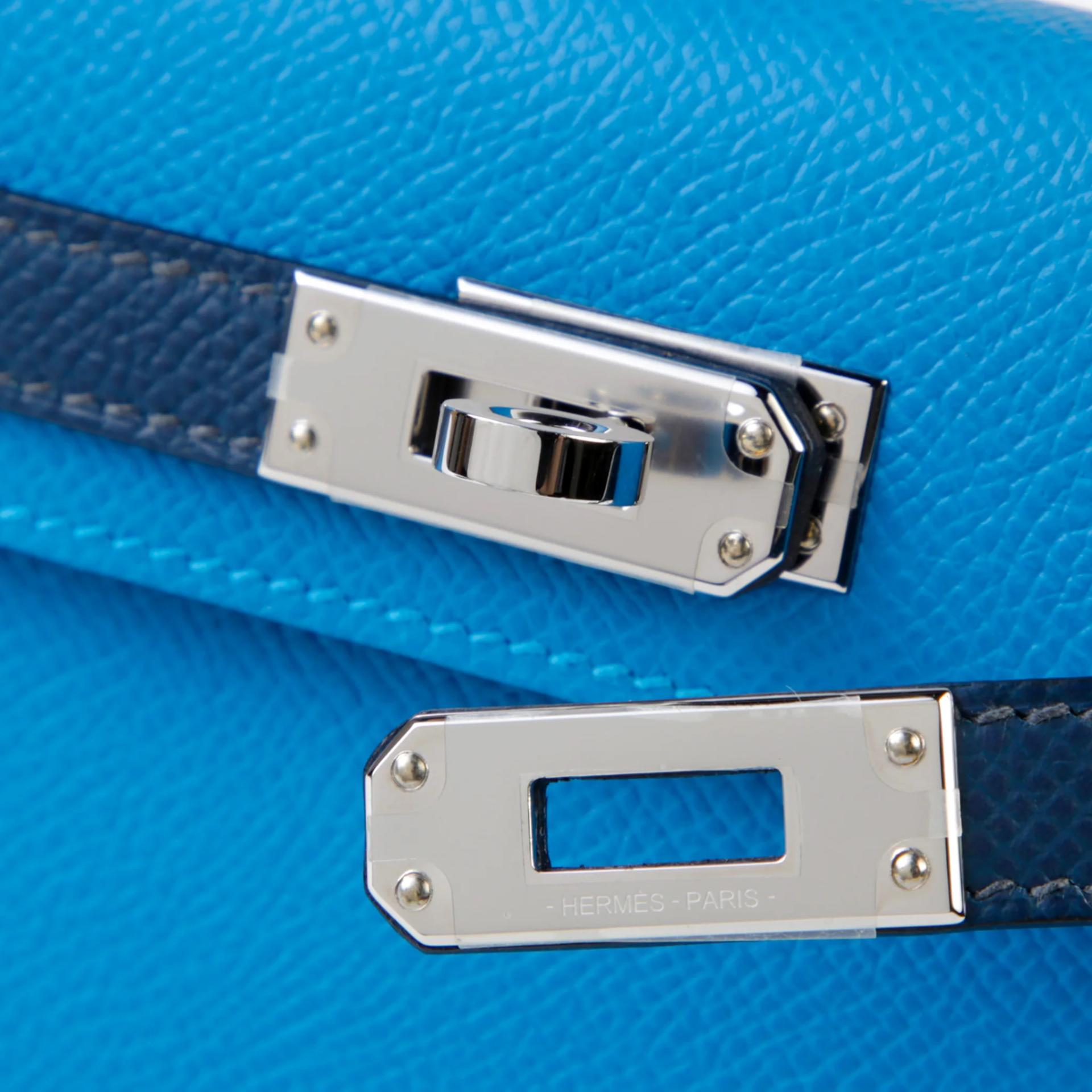 SA超美品 HERMÈS 愛馬仕 Mini Kelly 二代 B3 坦桑尼亞藍 Bleu Zanzibar 黑色 7P 普魯士藍 Bleu De Prusse Epsom牛皮 銀扣 W刻 2024年 - 7