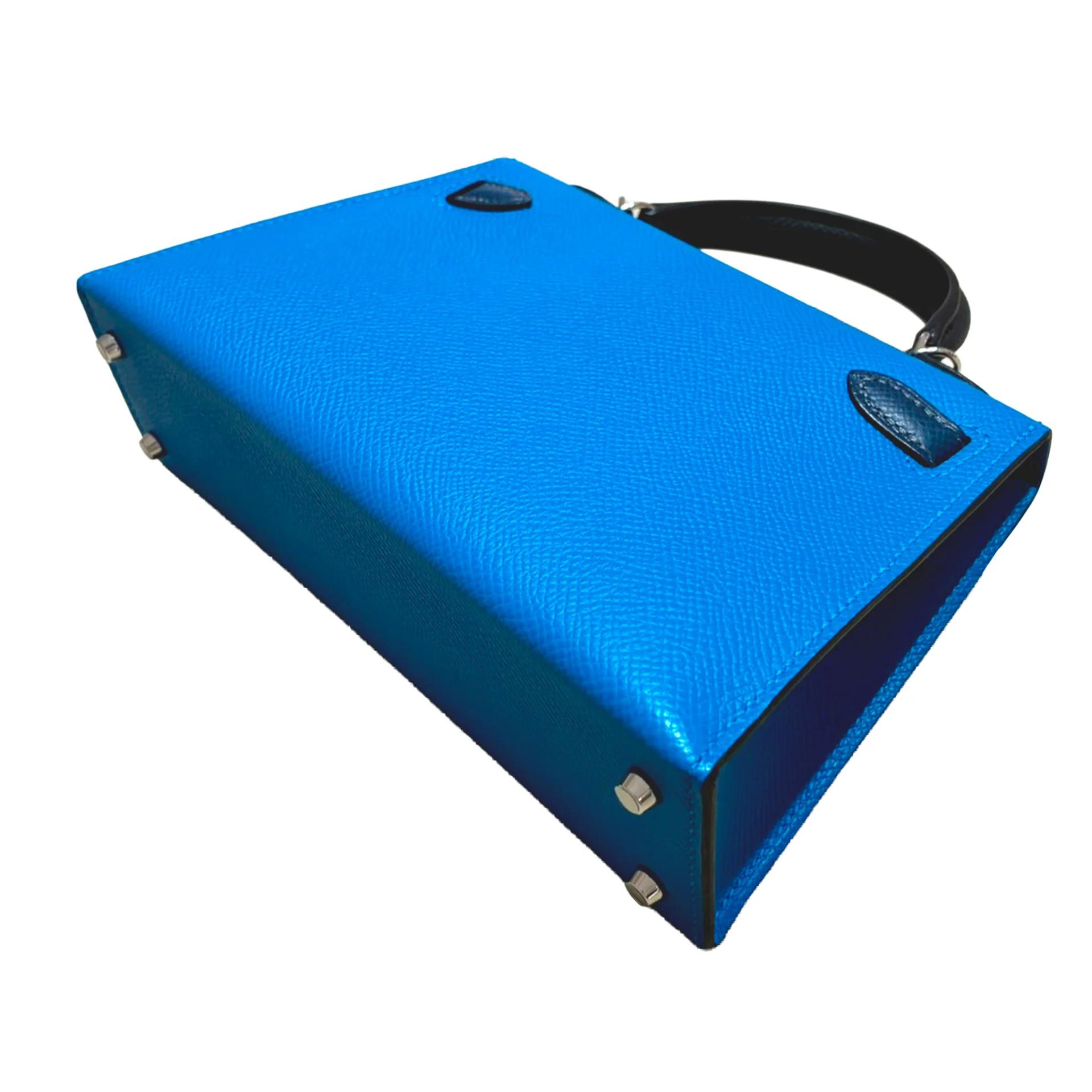 SA超美品 HERMÈS 愛馬仕 Mini Kelly 二代 B3 坦桑尼亞藍 Bleu Zanzibar 黑色 7P 普魯士藍 Bleu De Prusse Epsom牛皮 銀扣 W刻 2024年 - 6