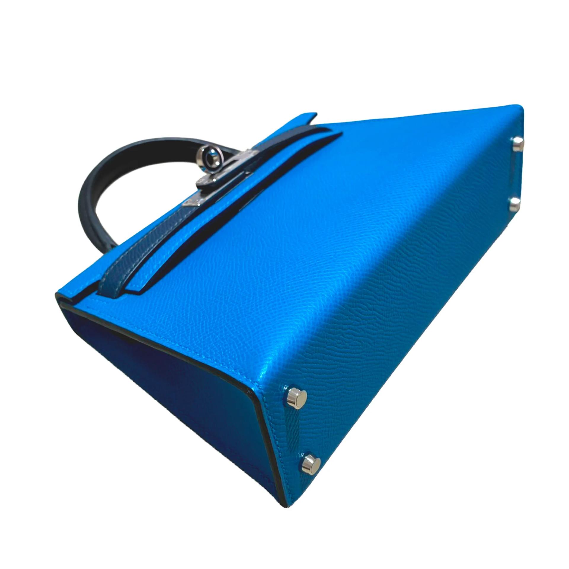 SA超美品 HERMÈS 愛馬仕 Mini Kelly 二代 B3 坦桑尼亞藍 Bleu Zanzibar 黑色 7P 普魯士藍 Bleu De Prusse Epsom牛皮 銀扣 W刻 2024年 - 3
