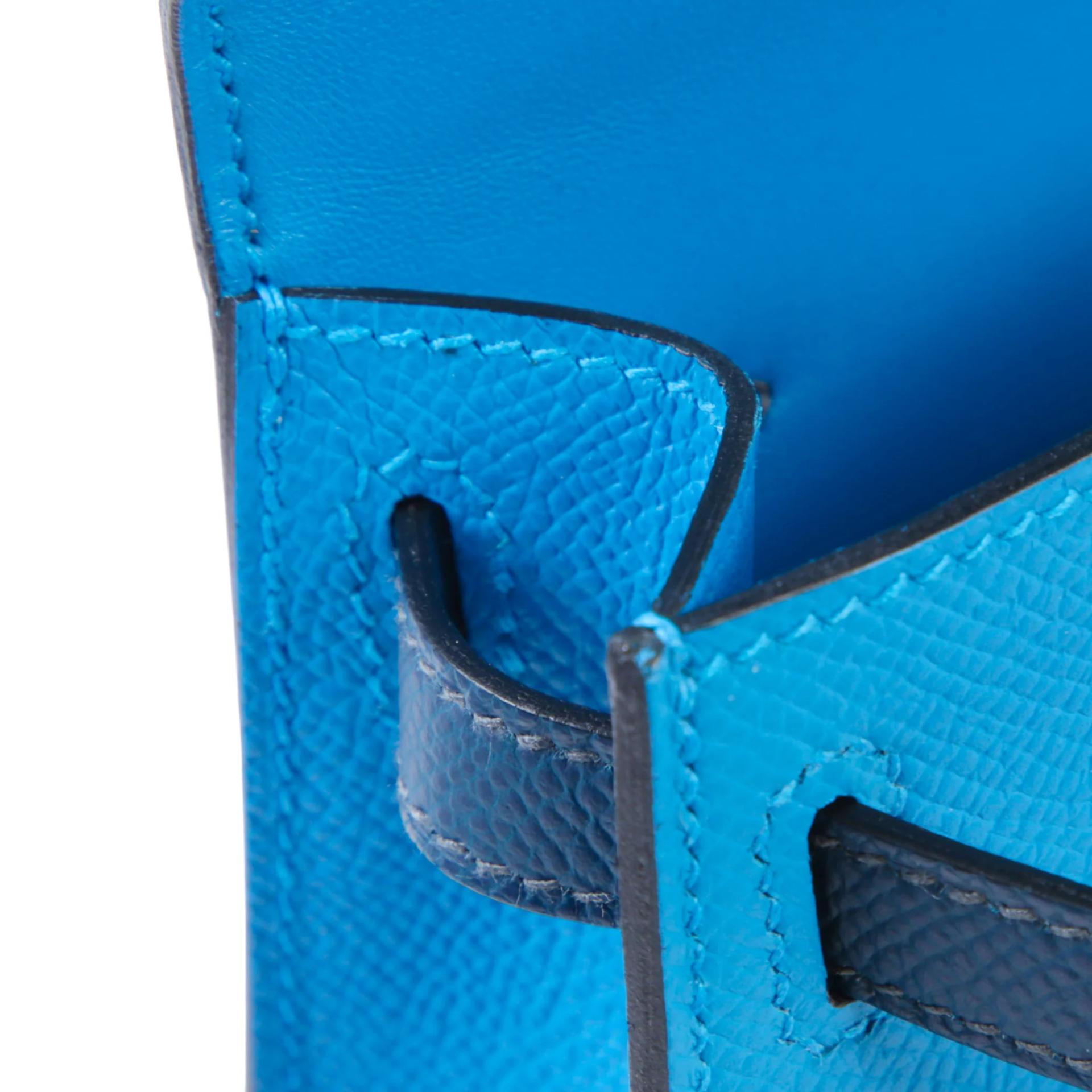 SA超美品 HERMÈS 愛馬仕 Mini Kelly 二代 B3 坦桑尼亞藍 Bleu Zanzibar 黑色 7P 普魯士藍 Bleu De Prusse Epsom牛皮 銀扣 W刻 2024年 - 11