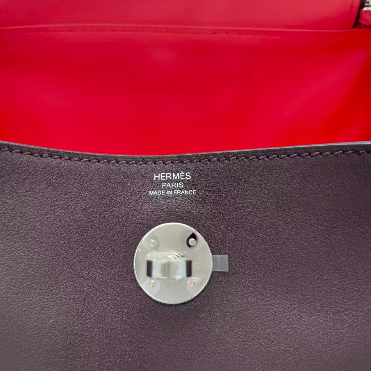 Very Good ( Rank A) HERMÈS Lindy 26 Verso Rouge Sellier (0G) Rose Azalee (8W) Swift Palladium hardware U (2022) - 16