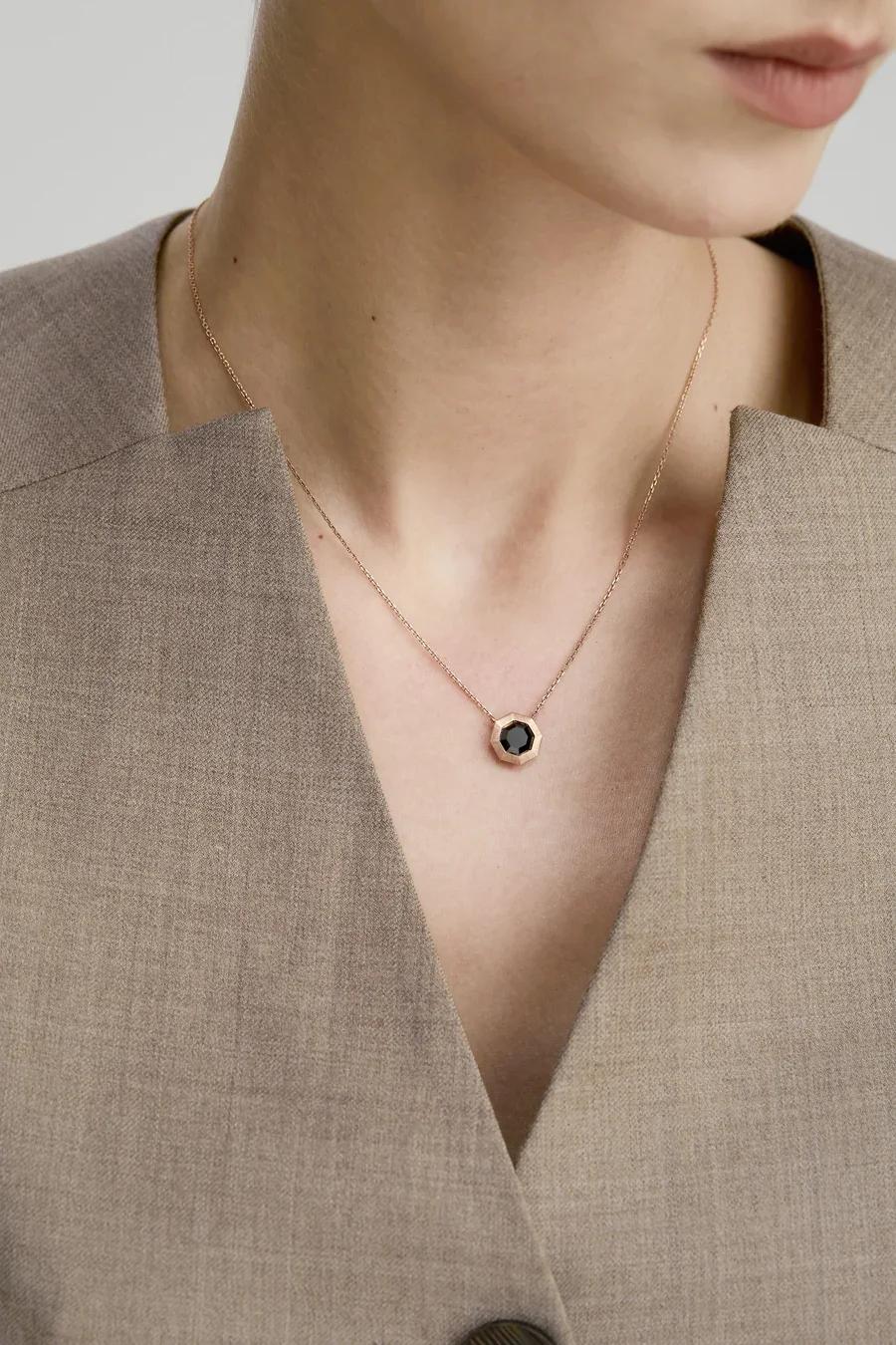 MIRA Noir Black Mirror 18K Lab-Grown Black Diamond Necklace