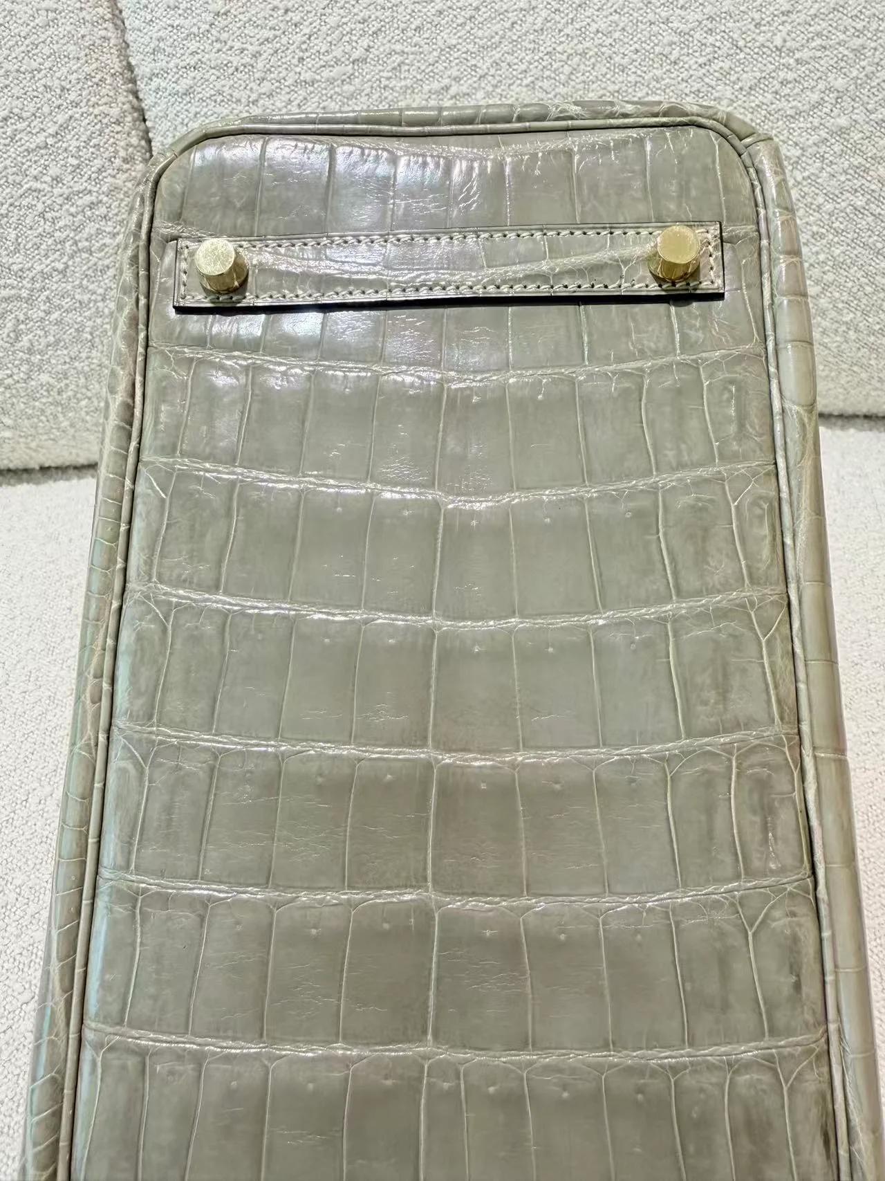 Very Good ( Rank A) HERMÈS Birkin 30 Gris Tourterelle (81) Shiny Niloticus Crocodile Gold hardware X (2016) - 24
