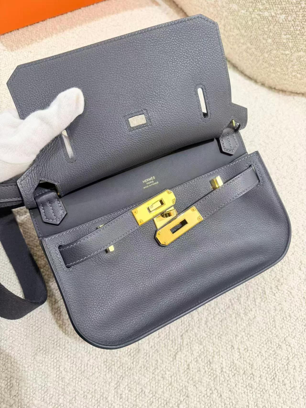 Excellent ( Rank SA ) HERMÈS Jypsiere Mini Caban (3Y) Evercolor Gold hardware K (2025) - 17