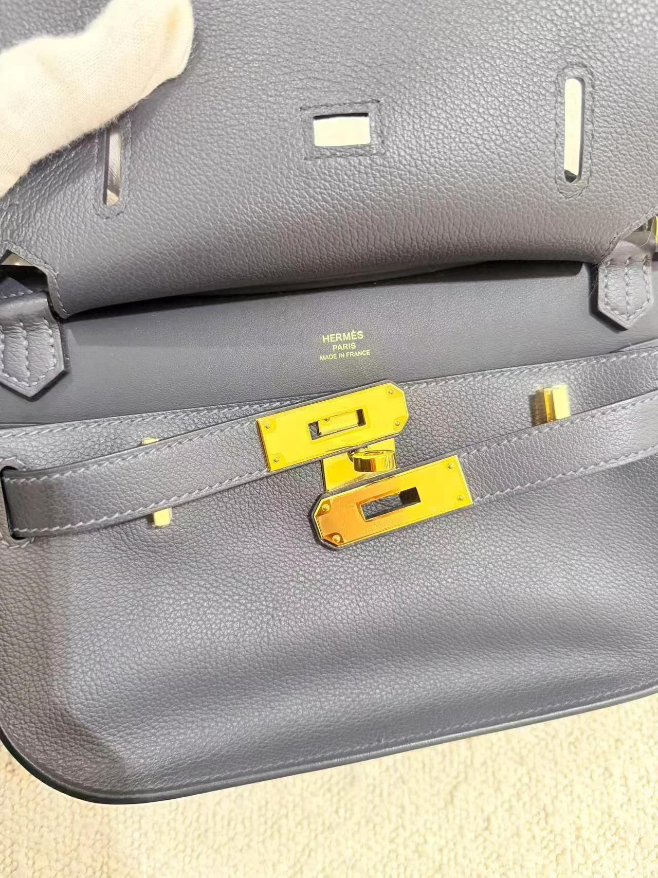 Excellent ( Rank SA ) HERMÈS Jypsiere Mini Caban (3Y) Evercolor Gold hardware K (2025) - 14