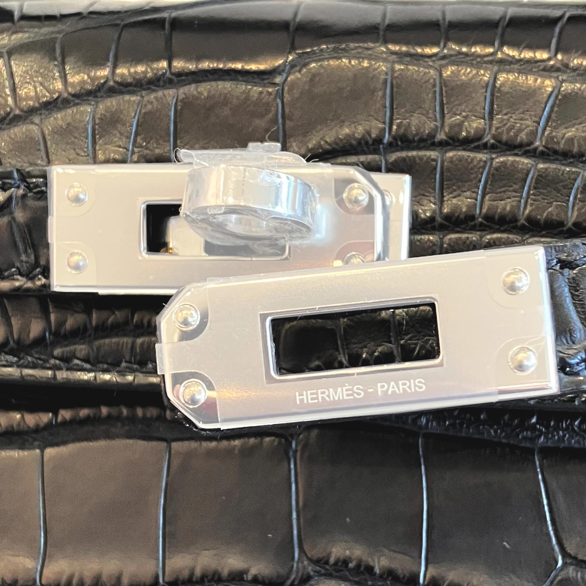 Brand New ( Rank N ) HERMÈS Mini Kelly II Noir (89) Matte Alligator Palladium hardware G (2026) - 5