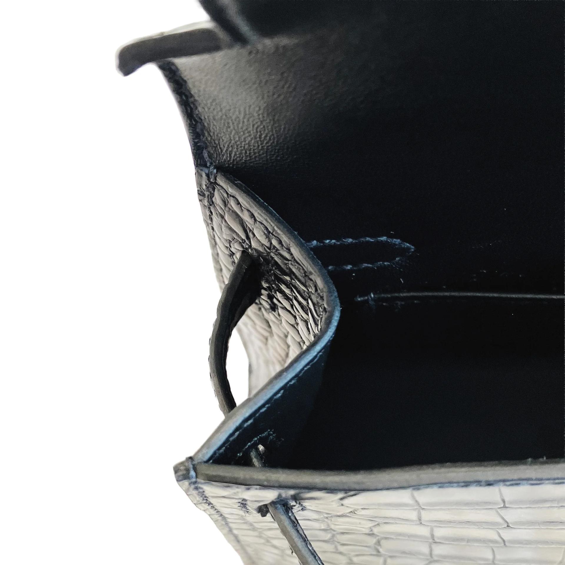 Brand New ( Rank N ) HERMÈS Mini Kelly II Noir (89) Matte Alligator Palladium hardware G (2026) - 7