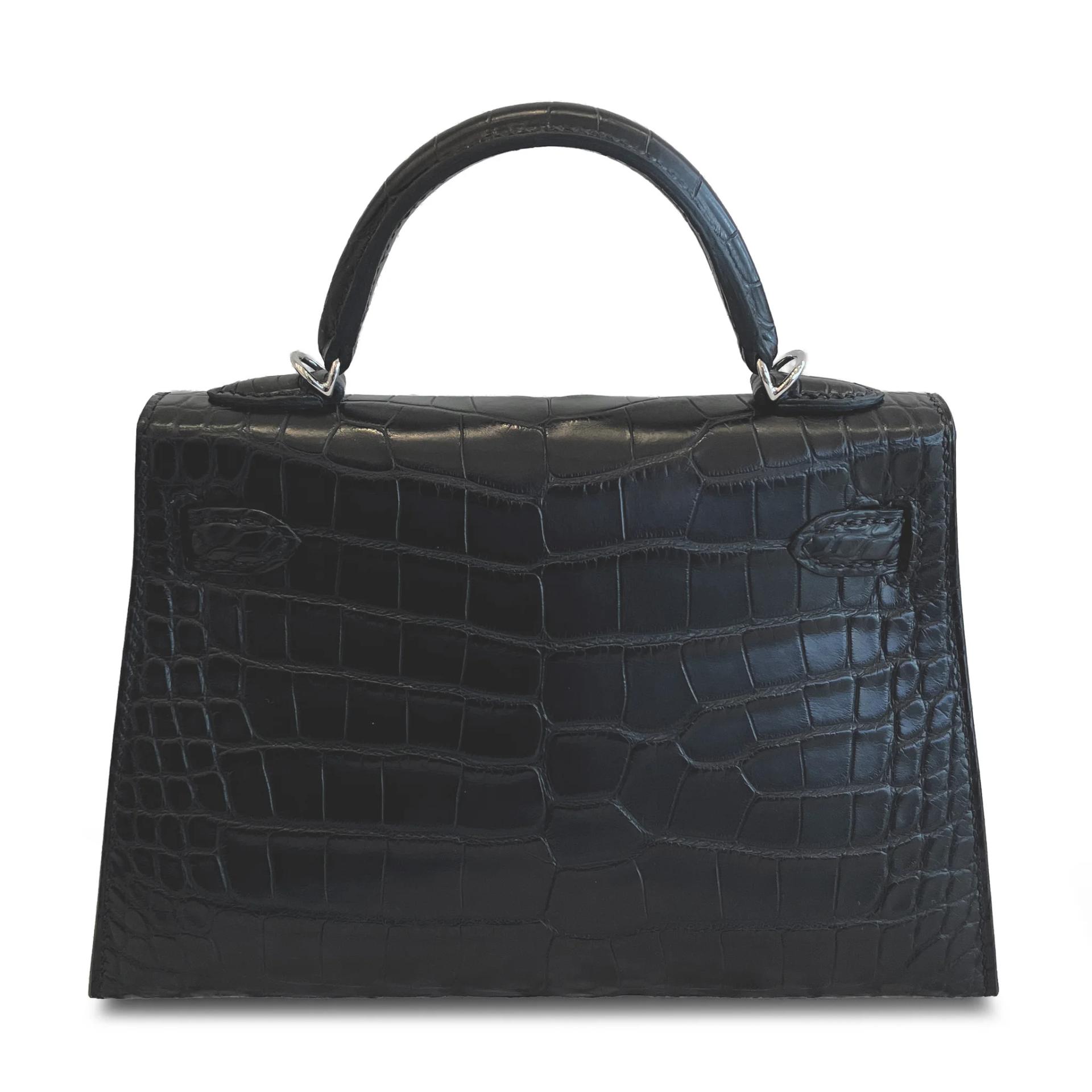 Brand New ( Rank N ) HERMÈS Mini Kelly II Noir (89) Matte Alligator Palladium hardware G (2026) - 2