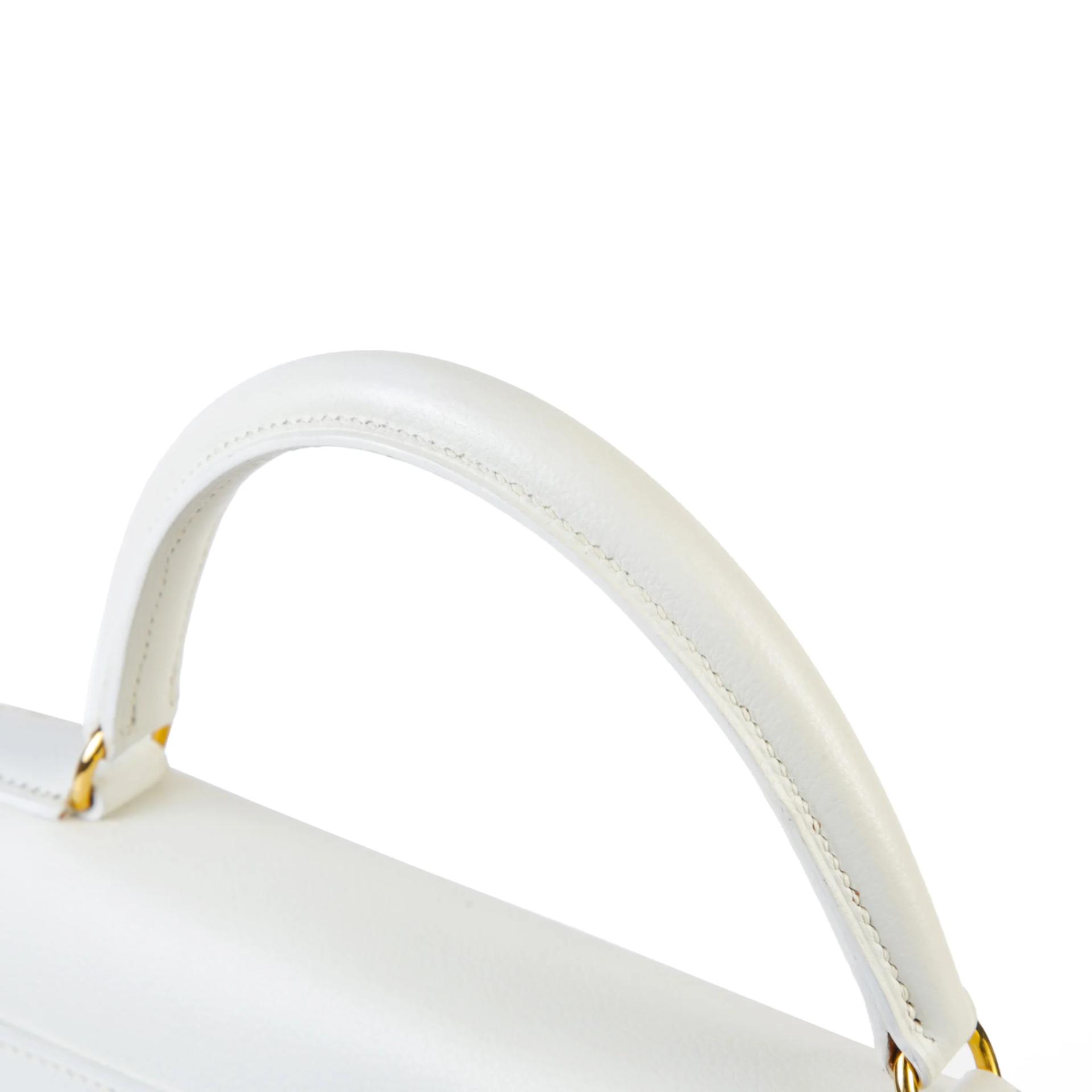 Good ( Rank AB) HERMÈS Kelly 32 White Evercolor Palladium hardware Square C (1999) - 3