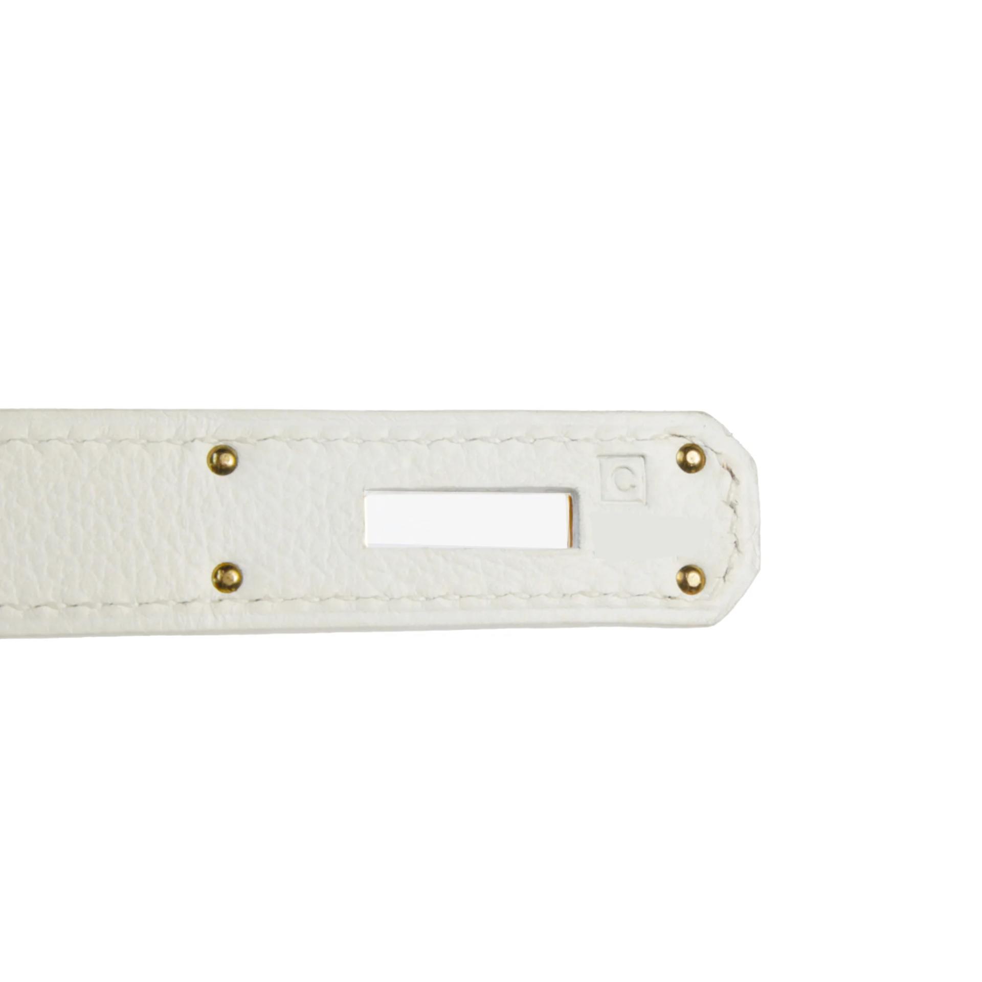 Good ( Rank AB) HERMÈS Kelly 32 White Evercolor Palladium hardware Square C (1999) - 10