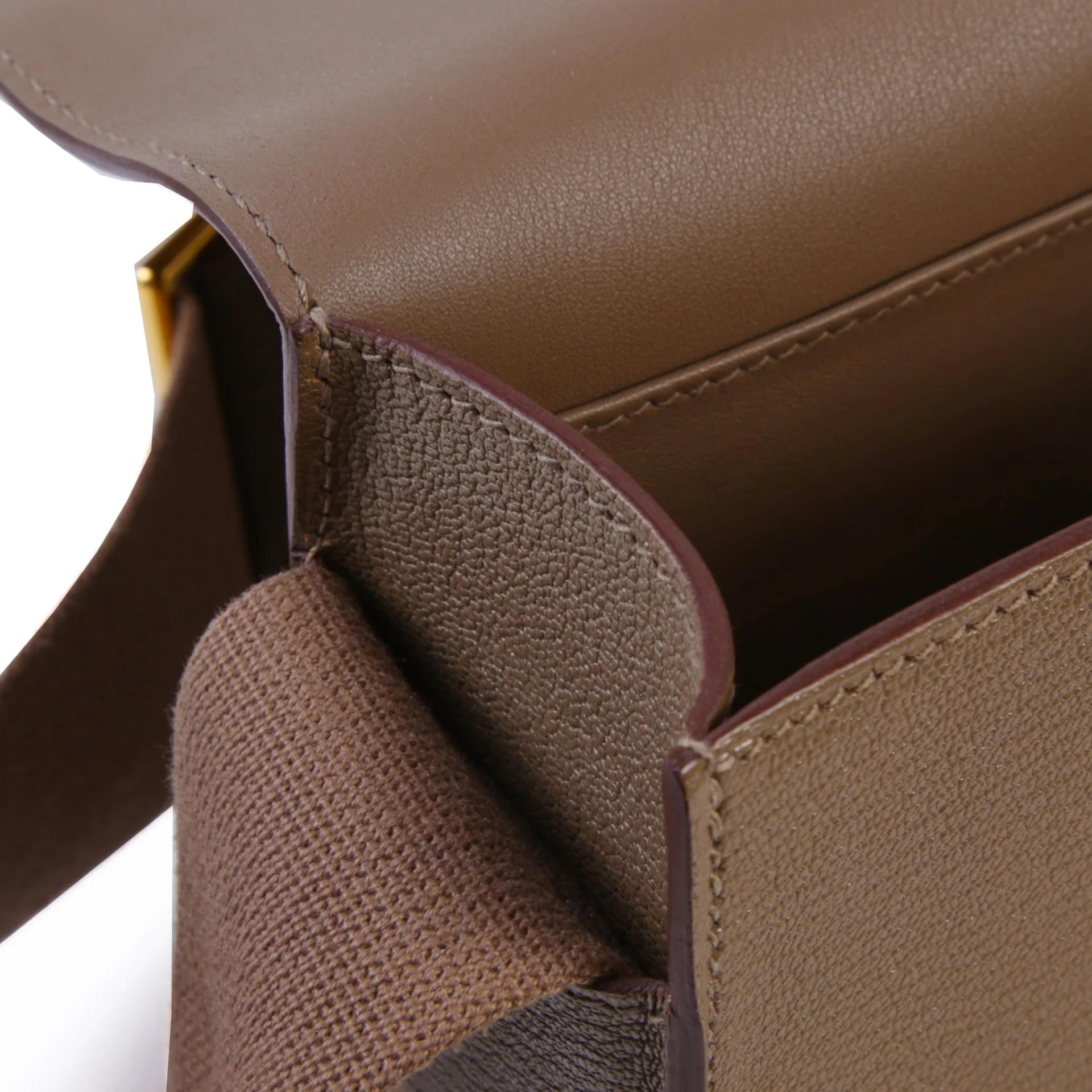 Very Good ( Rank A) HERMÈS Geta Etoupe (18) Chevre Gold hardware B (2023) - 12