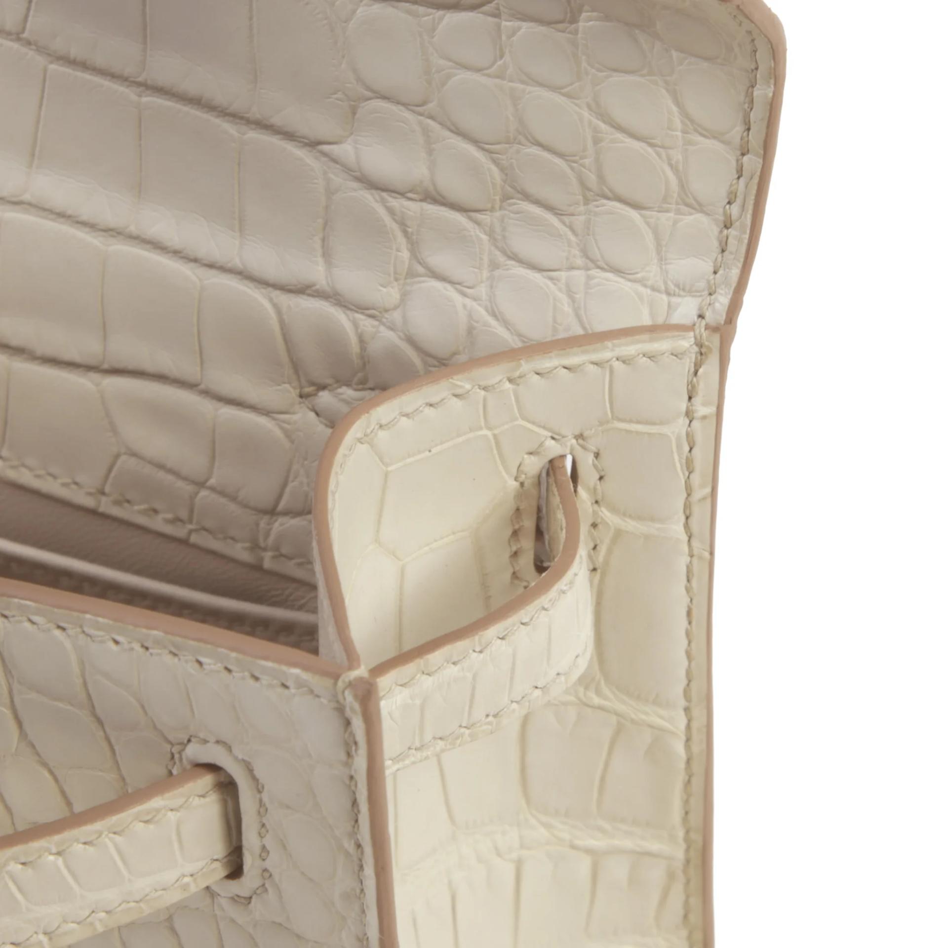 ランク NS 未使用品 HERMÈS エルメス ポシェットケリー ベトン (8L) クロコダイル アリゲーター マット シルバー金具 G刻印 (2026) - 12