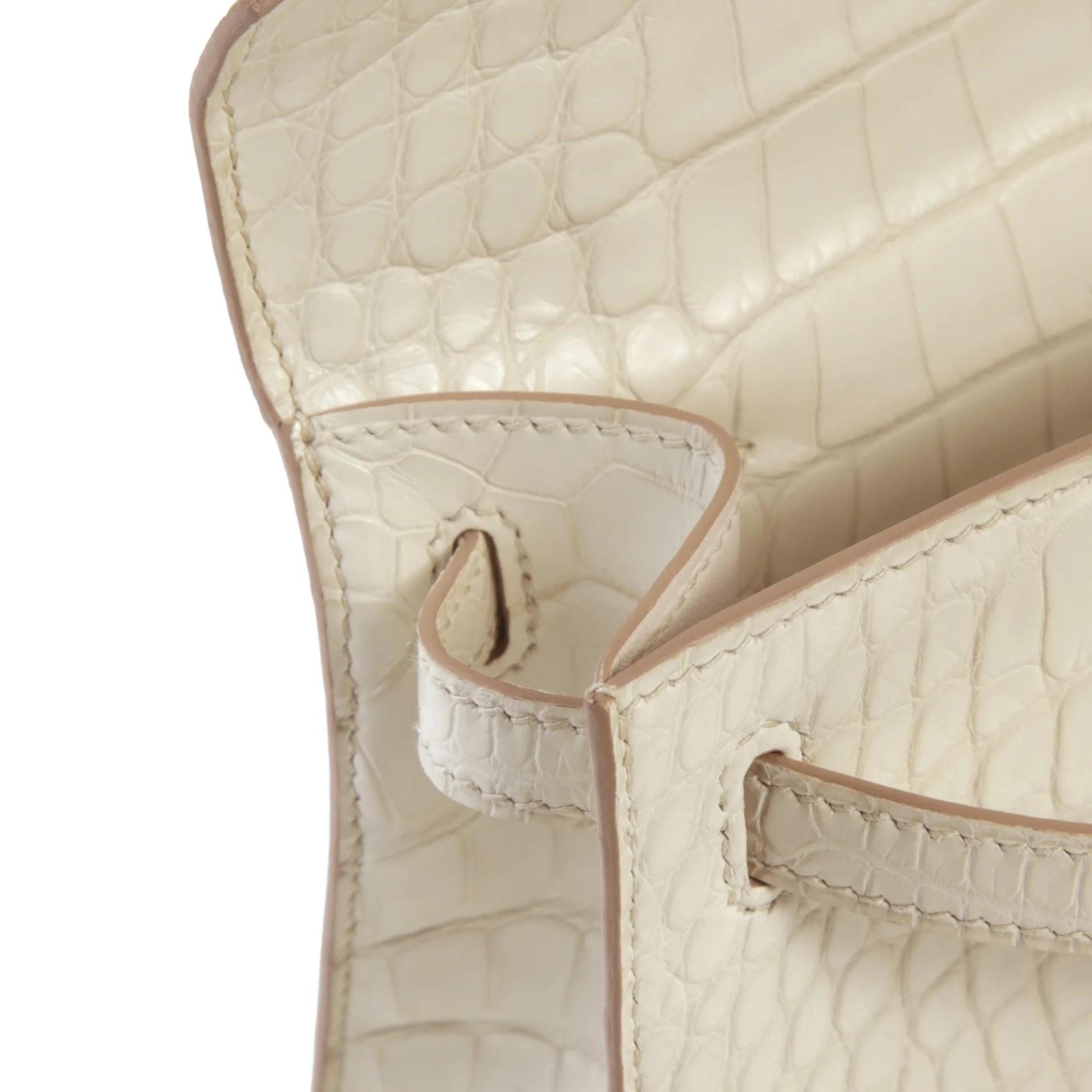 ランク NS 未使用品 HERMÈS エルメス ポシェットケリー ベトン (8L) クロコダイル アリゲーター マット シルバー金具 G刻印 (2026) - 13