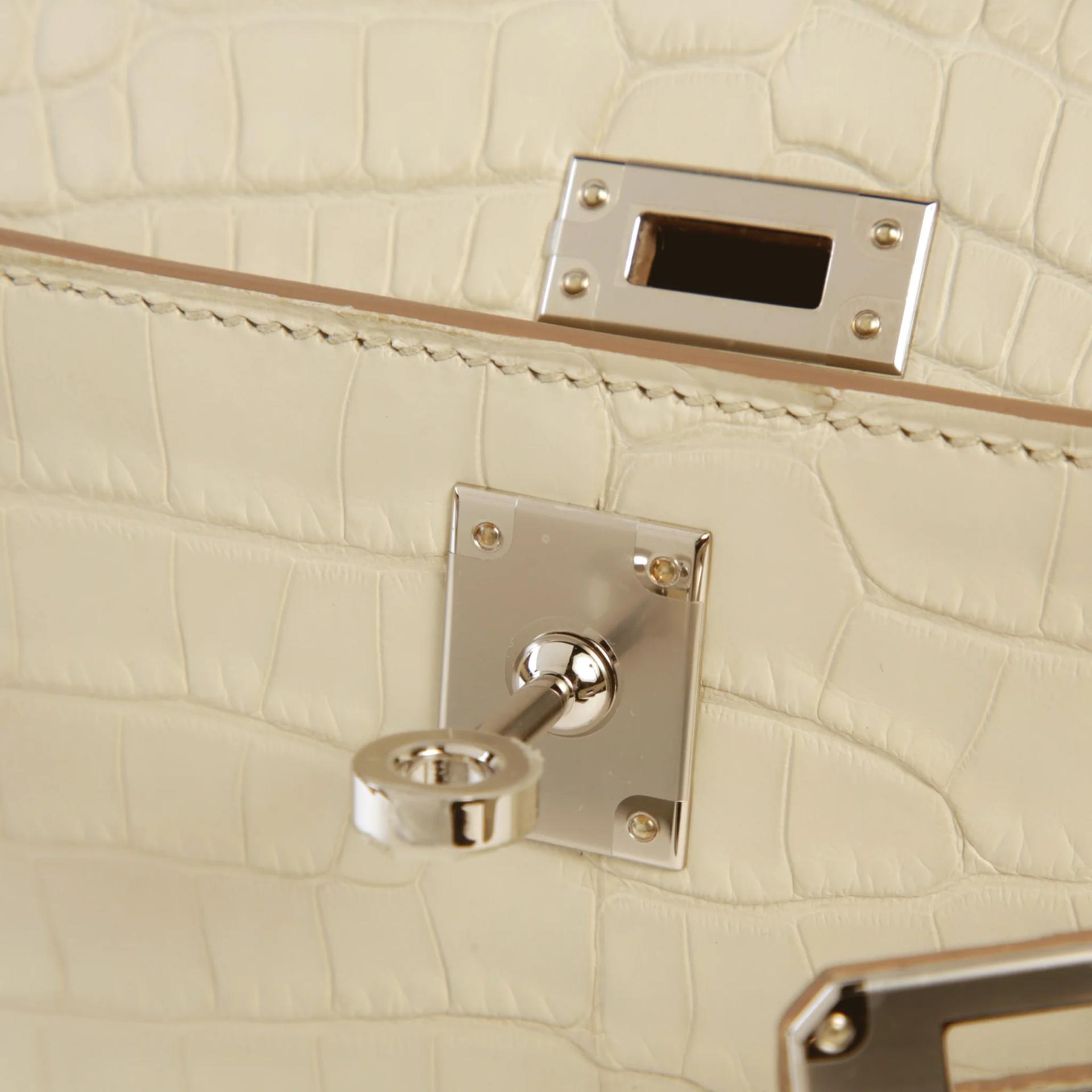 ランク NS 未使用品 HERMÈS エルメス ポシェットケリー ベトン (8L) クロコダイル アリゲーター マット シルバー金具 G刻印 (2026) - 7