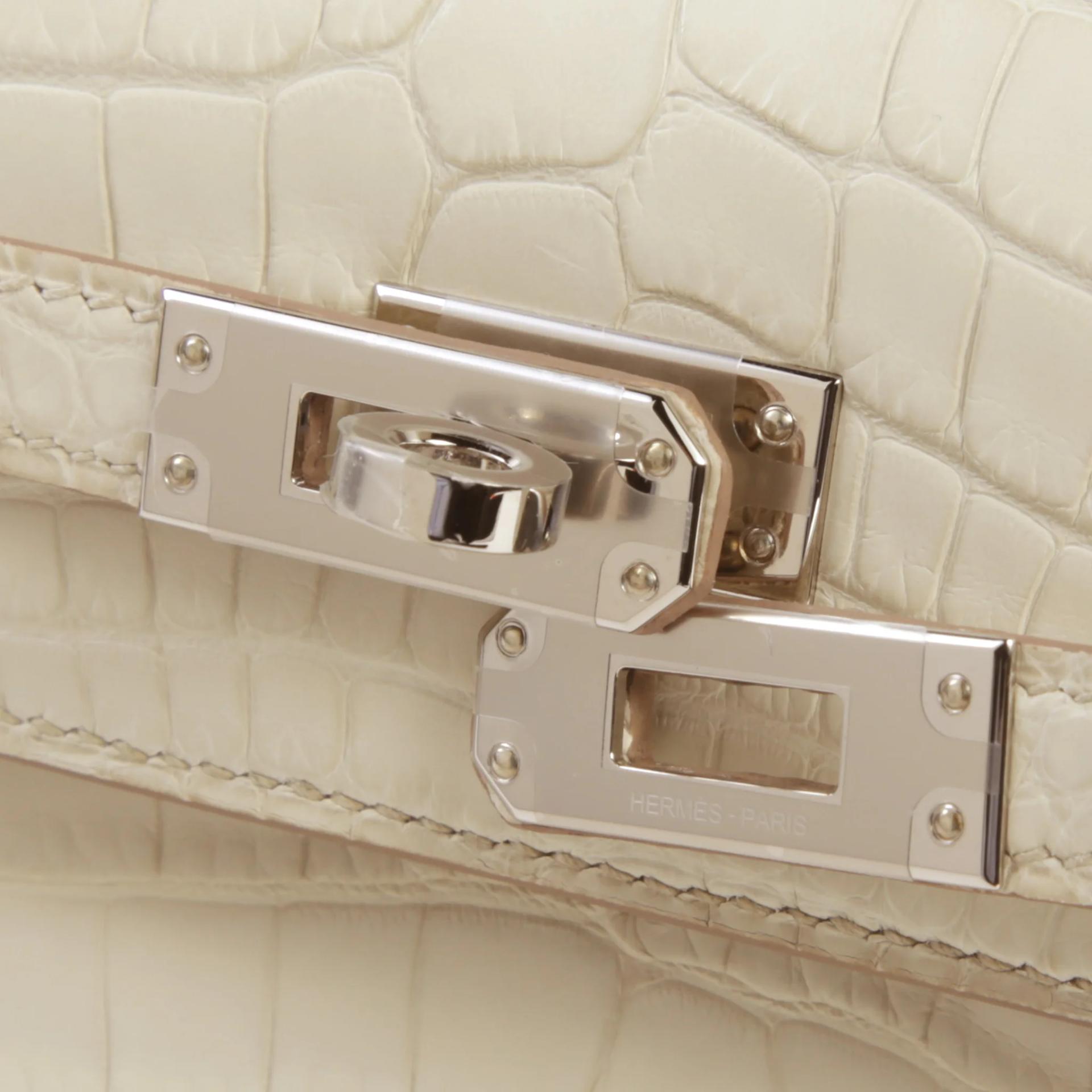 ランク NS 未使用品 HERMÈS エルメス ポシェットケリー ベトン (8L) クロコダイル アリゲーター マット シルバー金具 G刻印 (2026) - 8