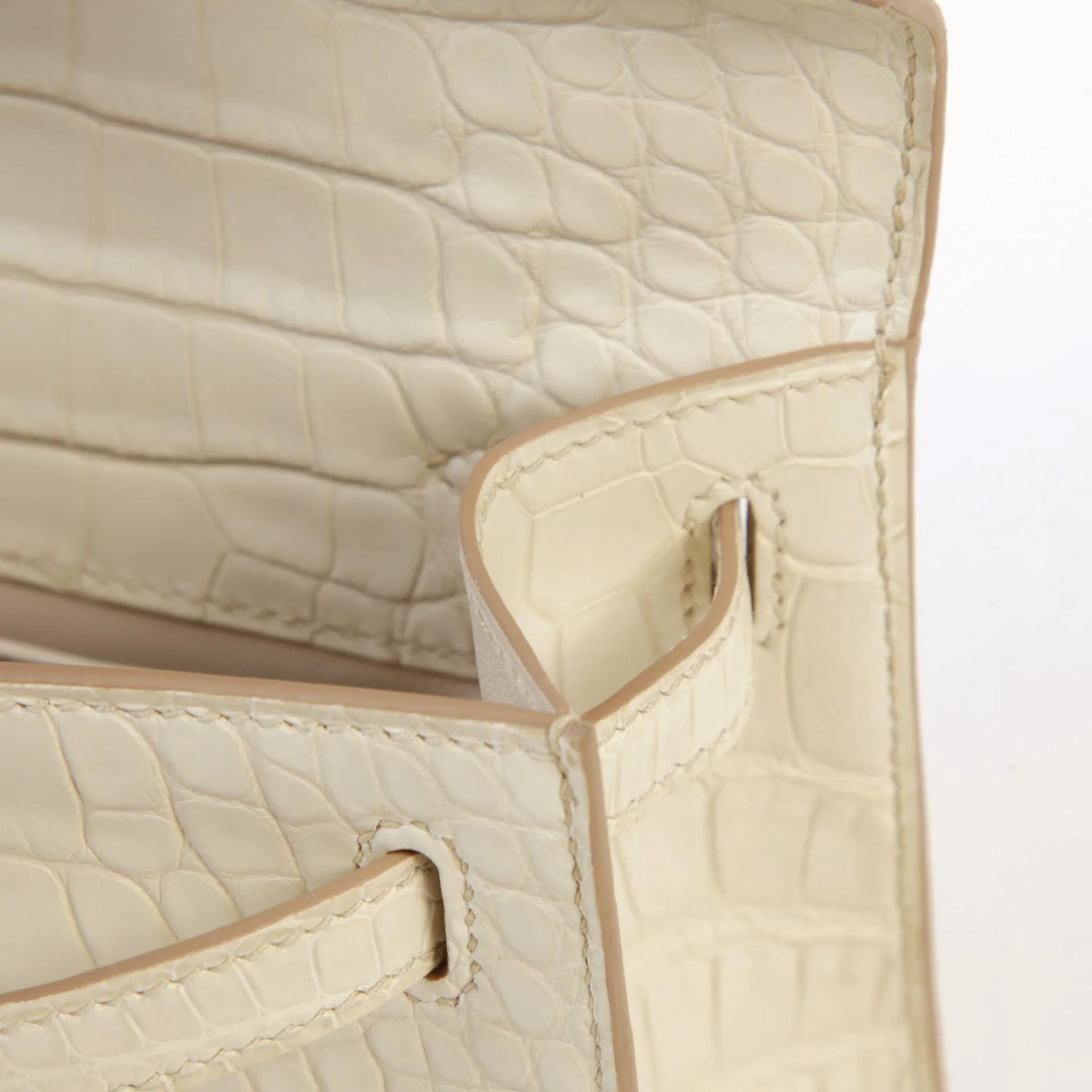 ランク NS 未使用品 HERMÈS エルメス ポシェットケリー ベトン (8L) クロコダイル アリゲーター マット シルバー金具 G刻印 (2026) - 10