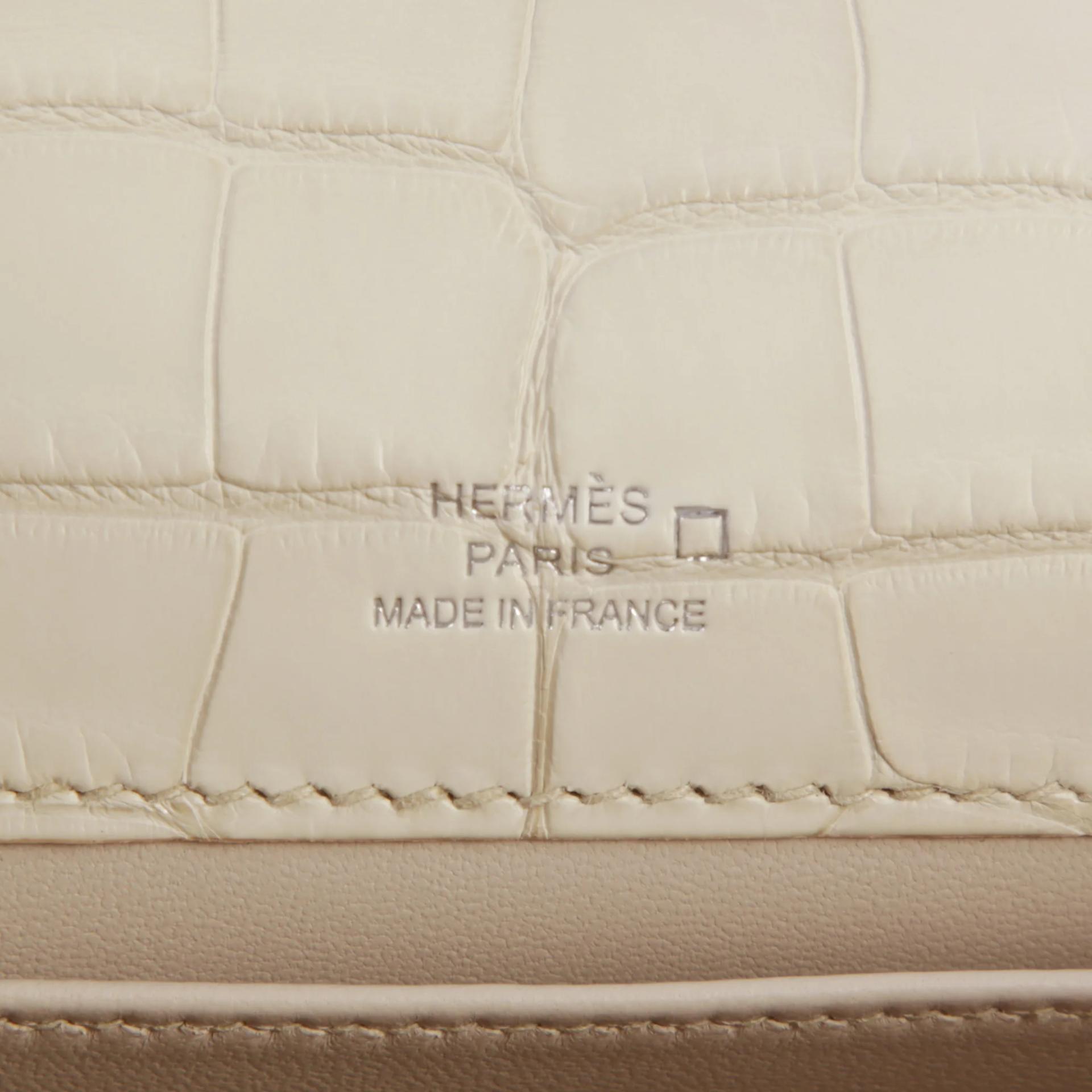 ランク NS 未使用品 HERMÈS エルメス ポシェットケリー ベトン (8L) クロコダイル アリゲーター マット シルバー金具 G刻印 (2026) - 10
