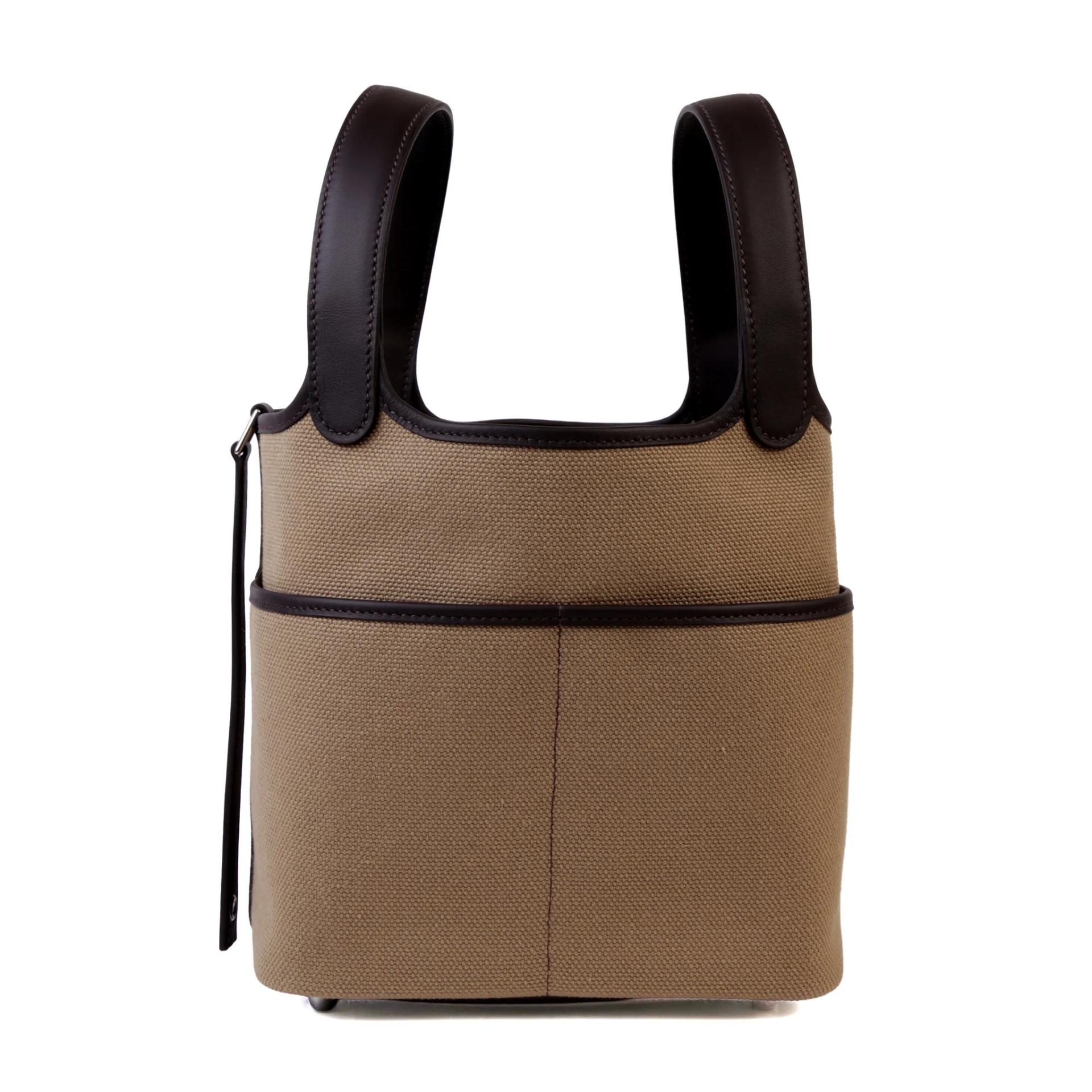 Brand New ( Rank N ) HERMÈS Picotin Lock PM Cargo Bai Brun（T3） Canvas Palladium hardware G (2026) - 4