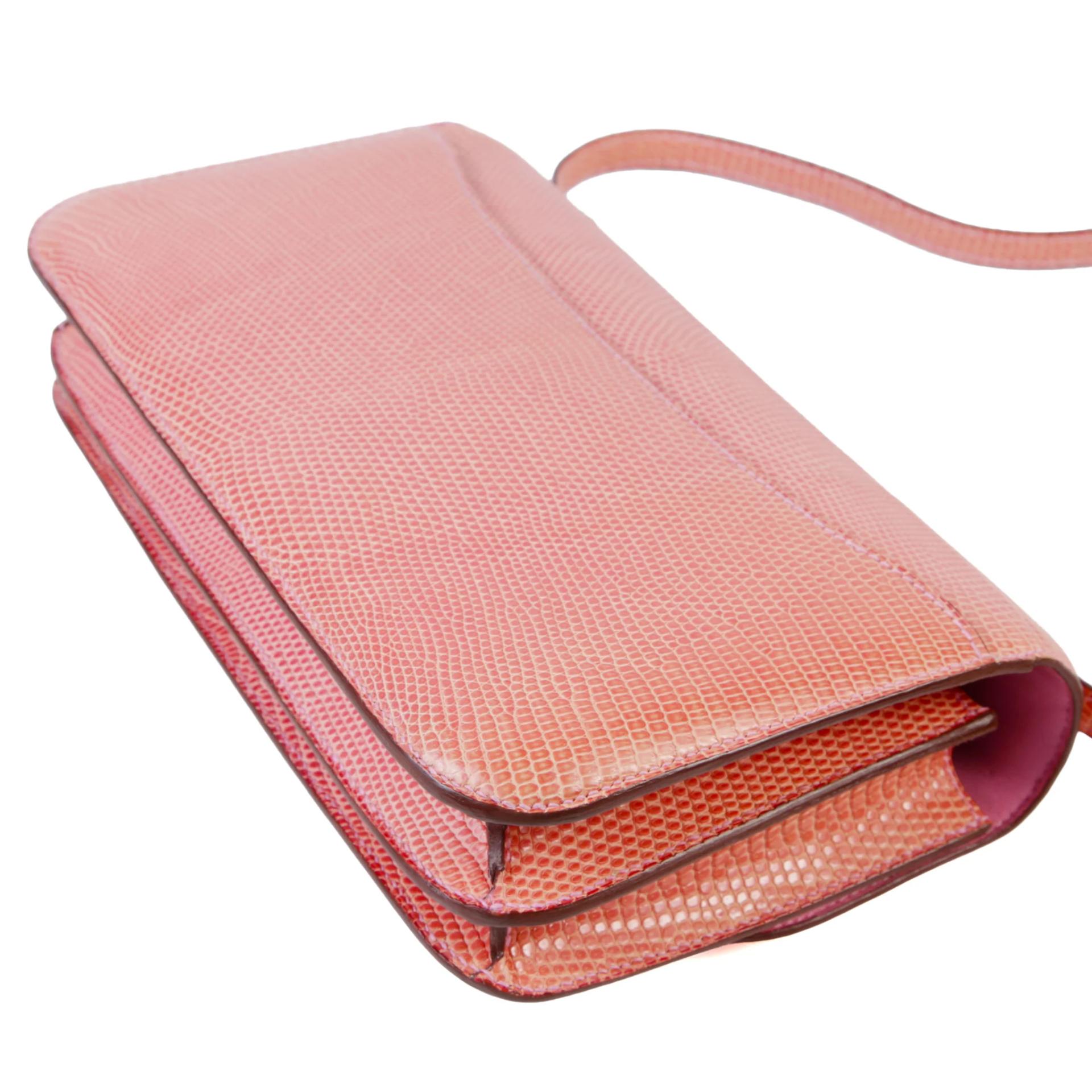 Very Good ( Rank A) HERMÈS Constance Elan Pink (5P) Lizard Palladium hardware Square O (2011) - 7