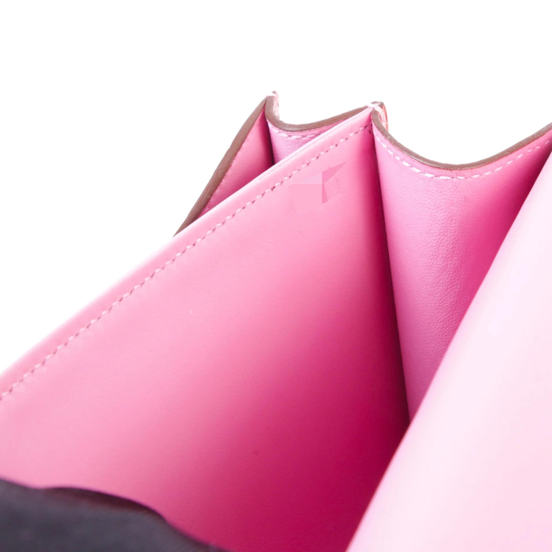 Very Good ( Rank A) HERMÈS Constance Elan Pink (5P) Lizard Palladium hardware Square O (2011) - 14