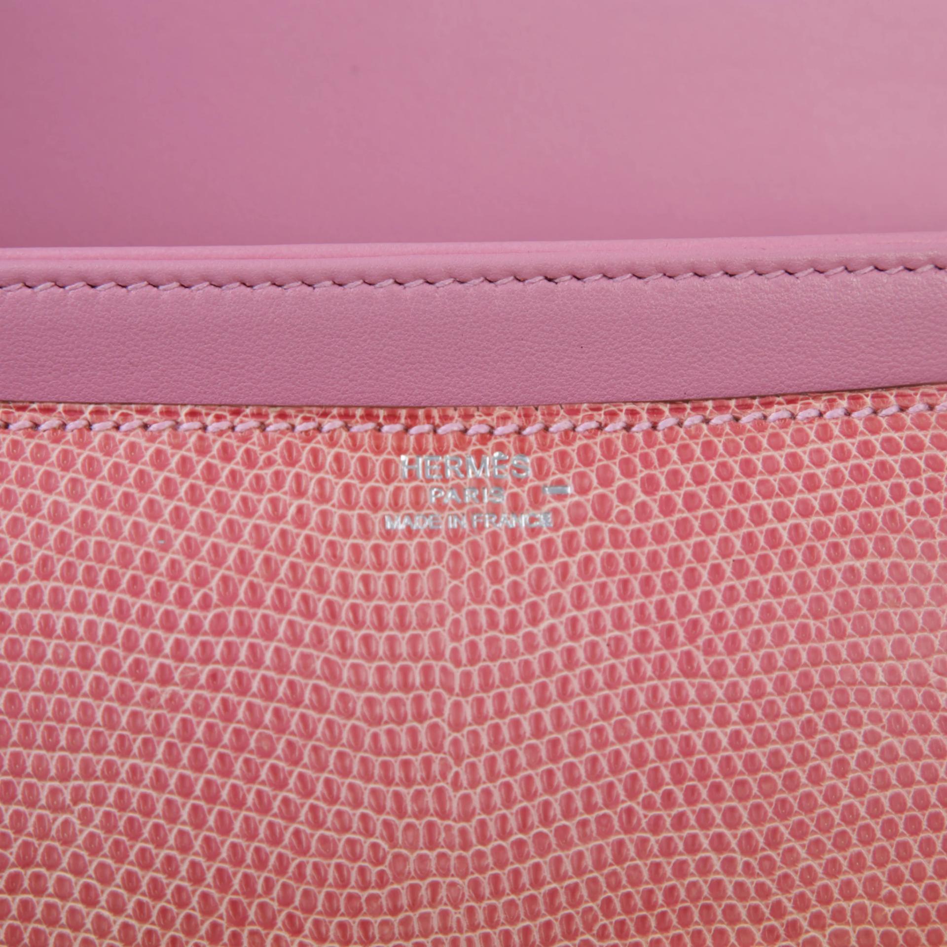 Very Good ( Rank A) HERMÈS Constance Elan Pink (5P) Lizard Palladium hardware Square O (2011) - 10