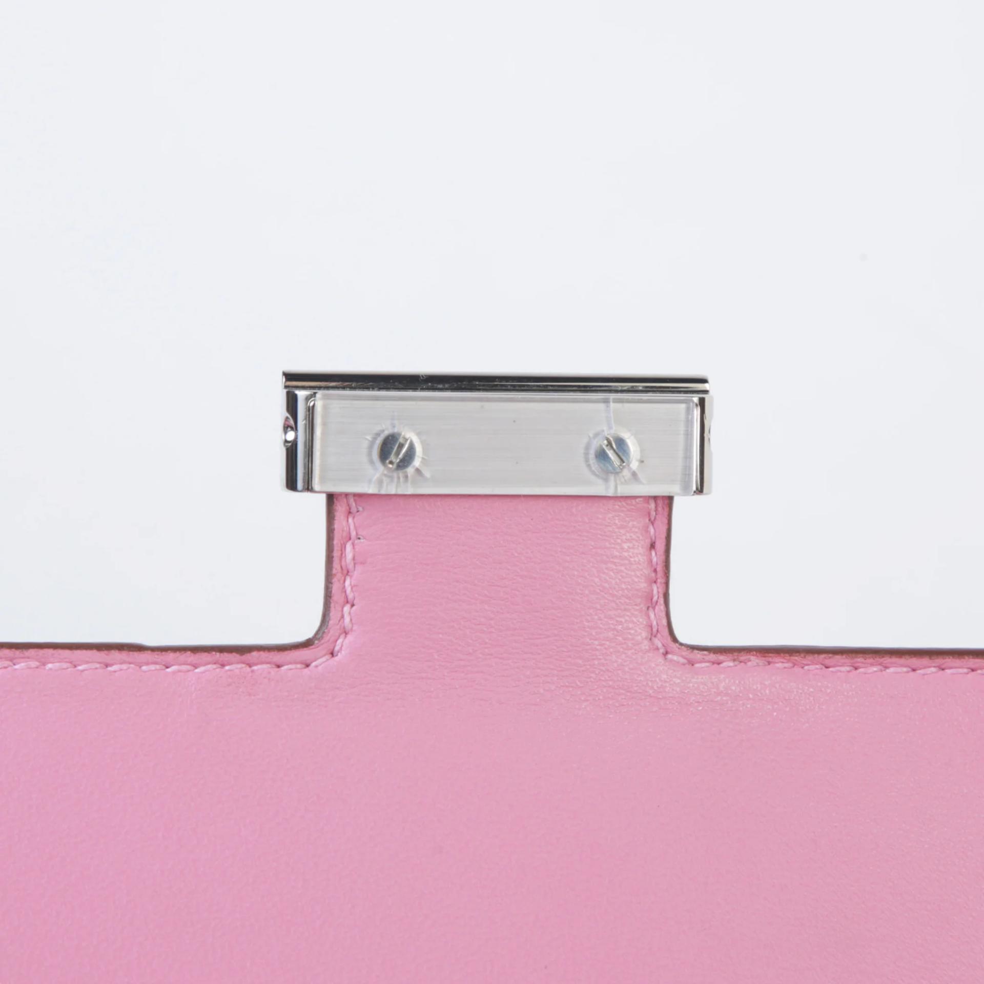 Very Good ( Rank A) HERMÈS Constance Elan Pink (5P) Lizard Palladium hardware Square O (2011) - 9