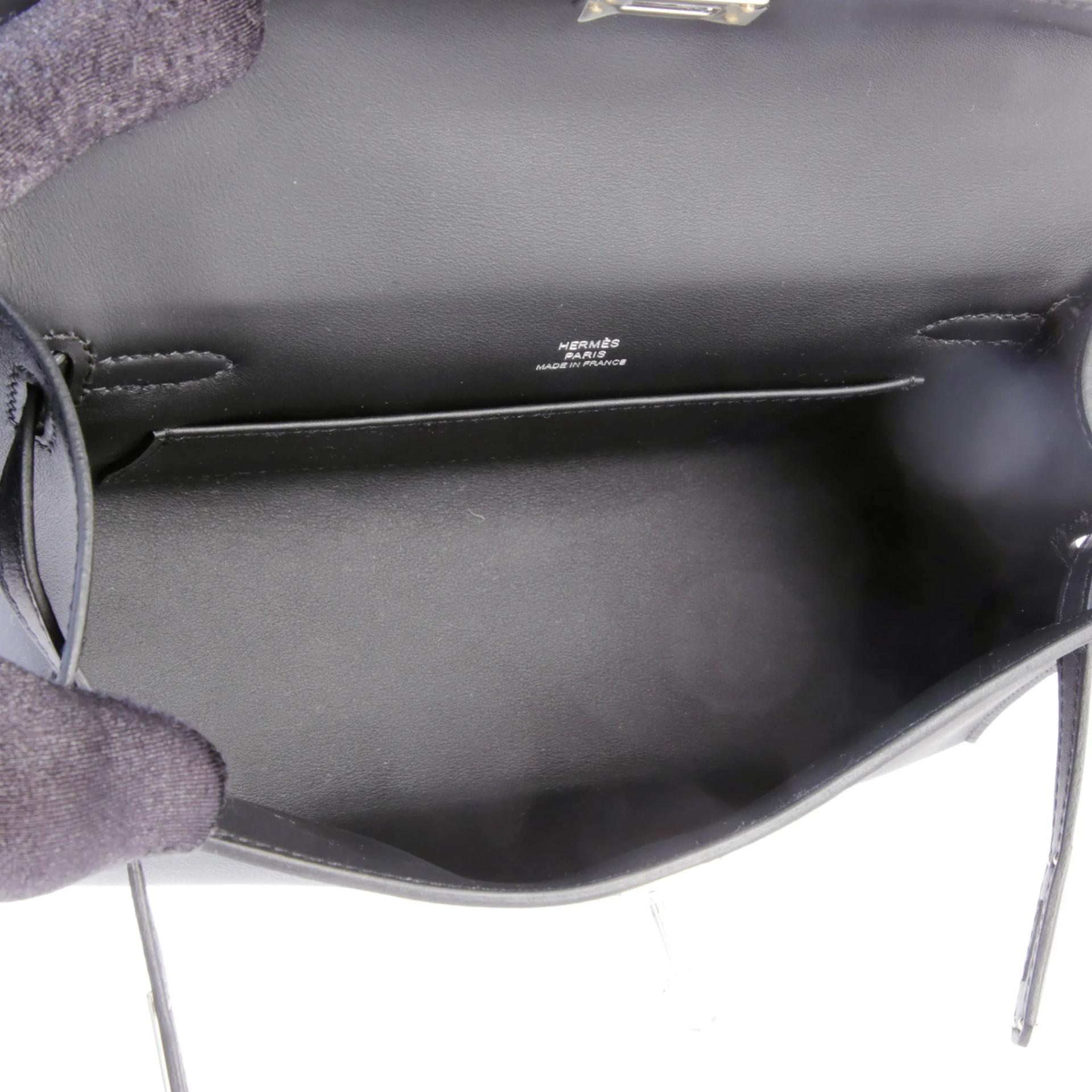 Brand New ( Rank N ) HERMÈS Kelly Pochette Noir (89) Swift Palladium hardware G (2026) - 11