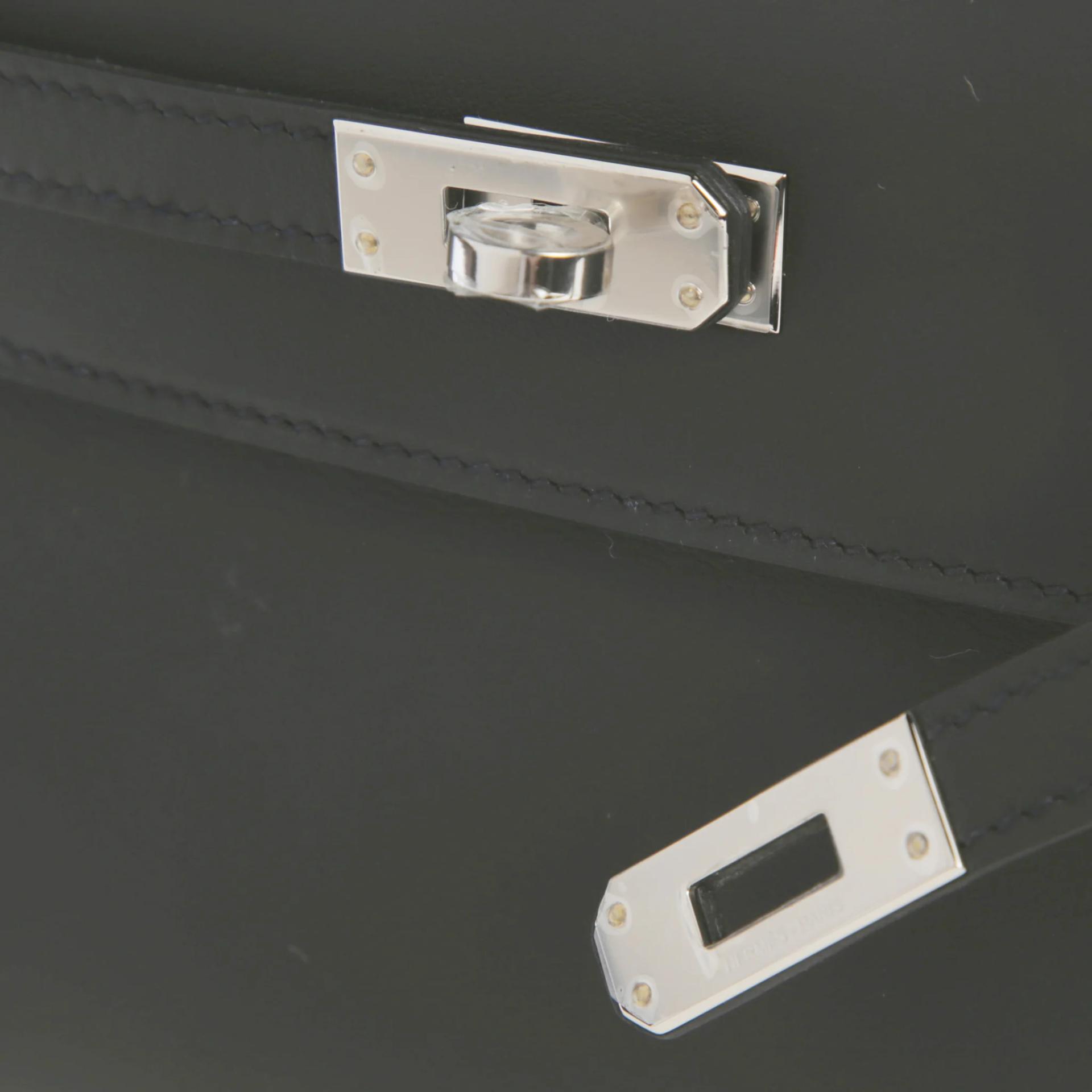 Brand New ( Rank N ) HERMÈS Kelly Pochette Noir (89) Swift Palladium hardware G (2026) - 8