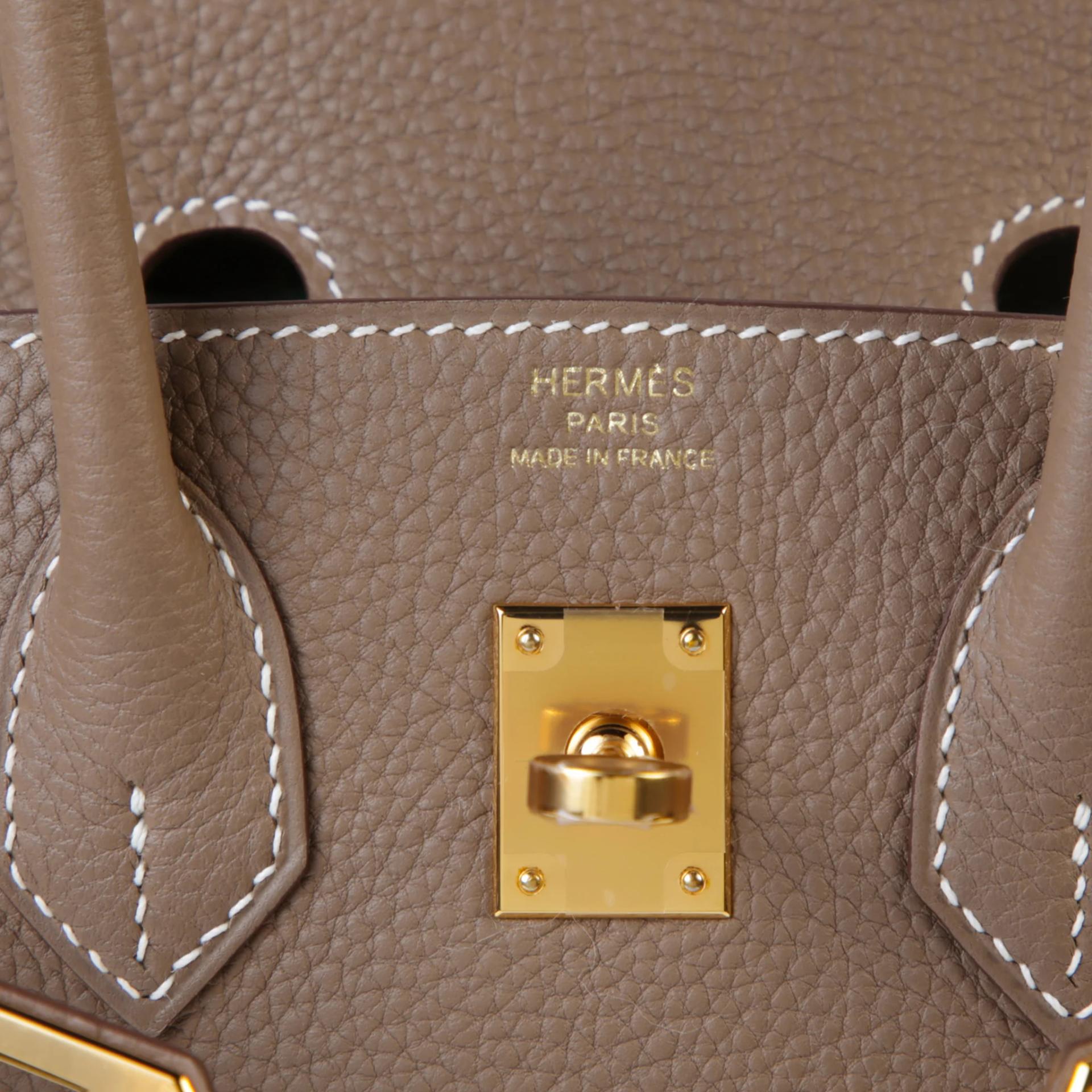 Brand New ( Rank N ) HERMÈS Birkin 25 Etoupe (18) Togo Gold hardware G (2026) - 9