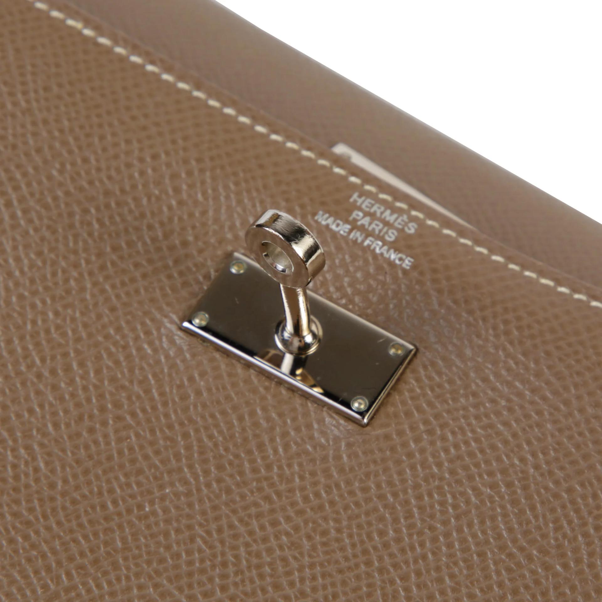 中古AB HERMÈS 爱马仕 Kelly 凯莉 长钱包 18 大象灰 Etoupe Epsom皮 银扣 X刻 2016年 - 8