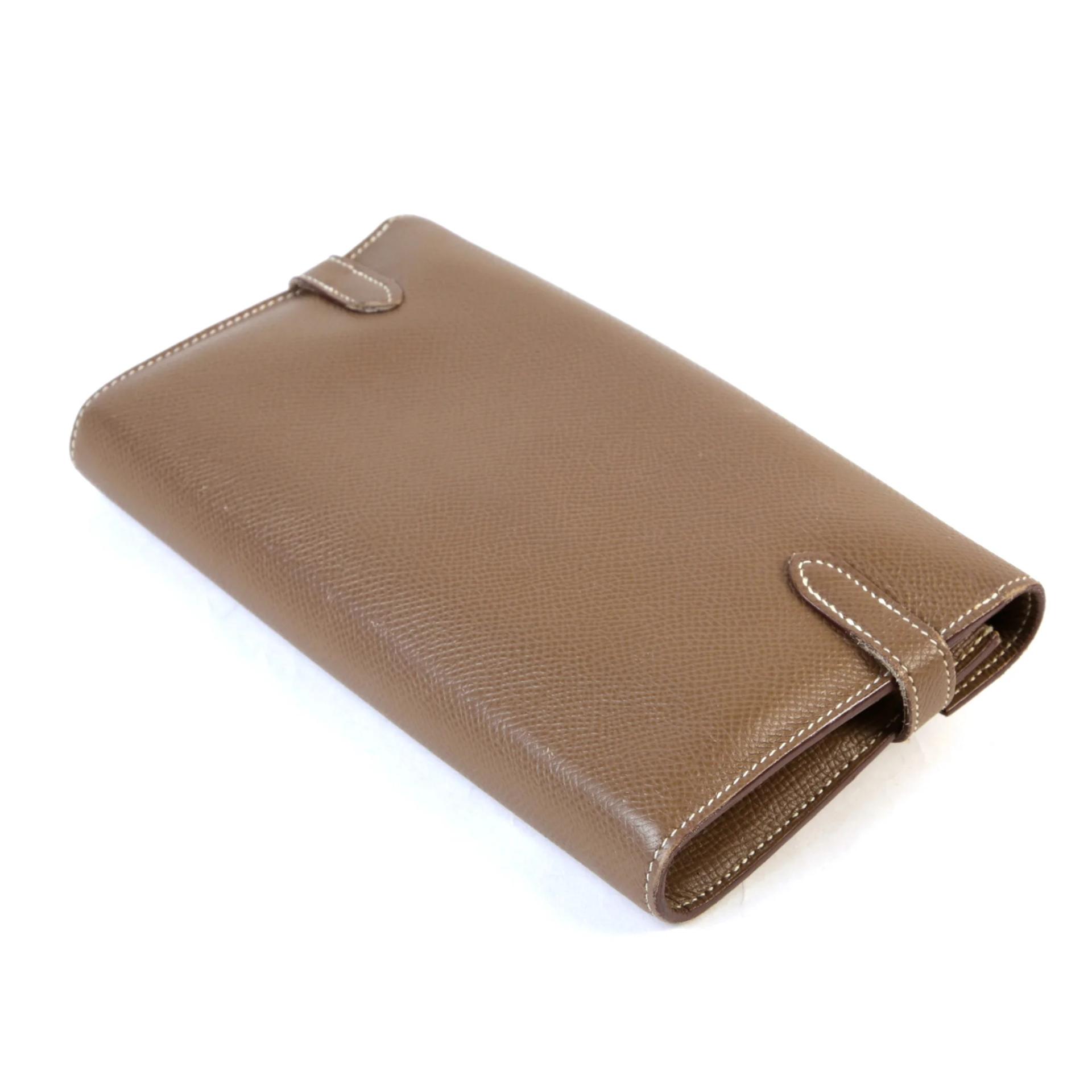 中古AB HERMÈS 爱马仕 Kelly 凯莉 长钱包 18 大象灰 Etoupe Epsom皮 银扣 X刻 2016年 - 6