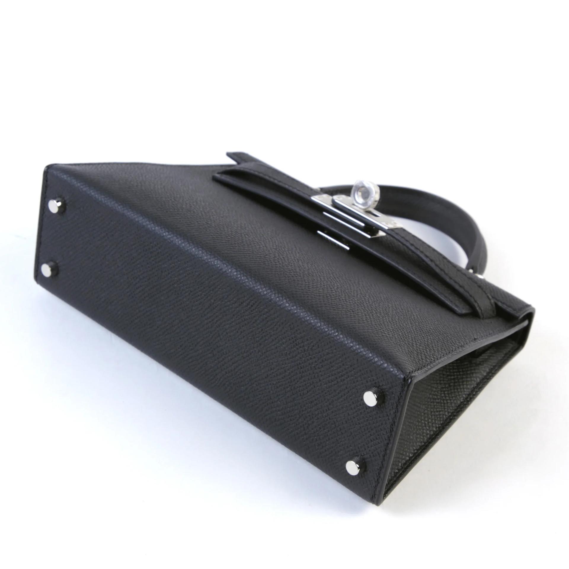 Brand New ( Rank N ) HERMÈS Mini Kelly II Noir (89) Epsom Palladium hardware G (2026) - 5
