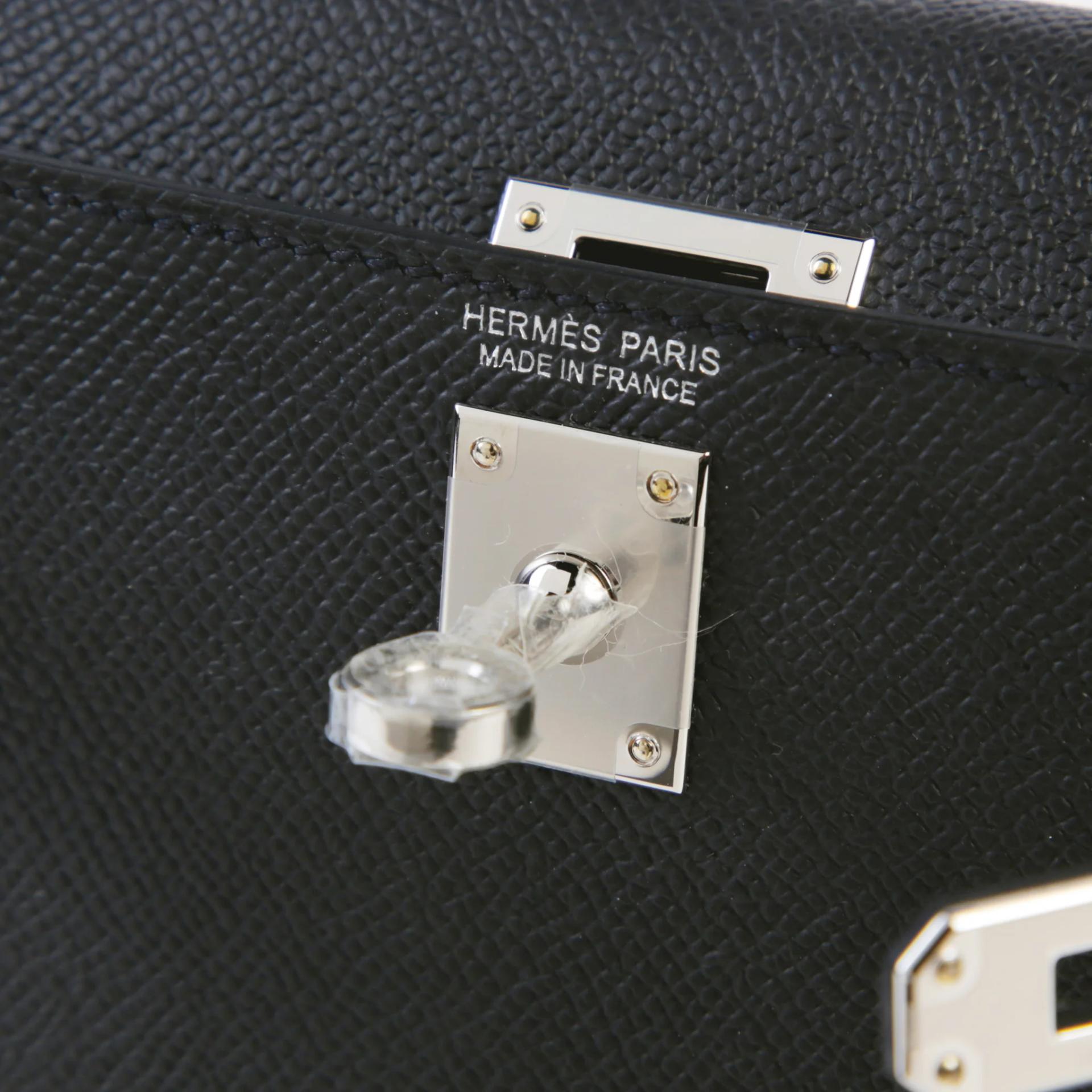 Brand New ( Rank N ) HERMÈS Mini Kelly II Noir (89) Epsom Palladium hardware G (2026) - 9