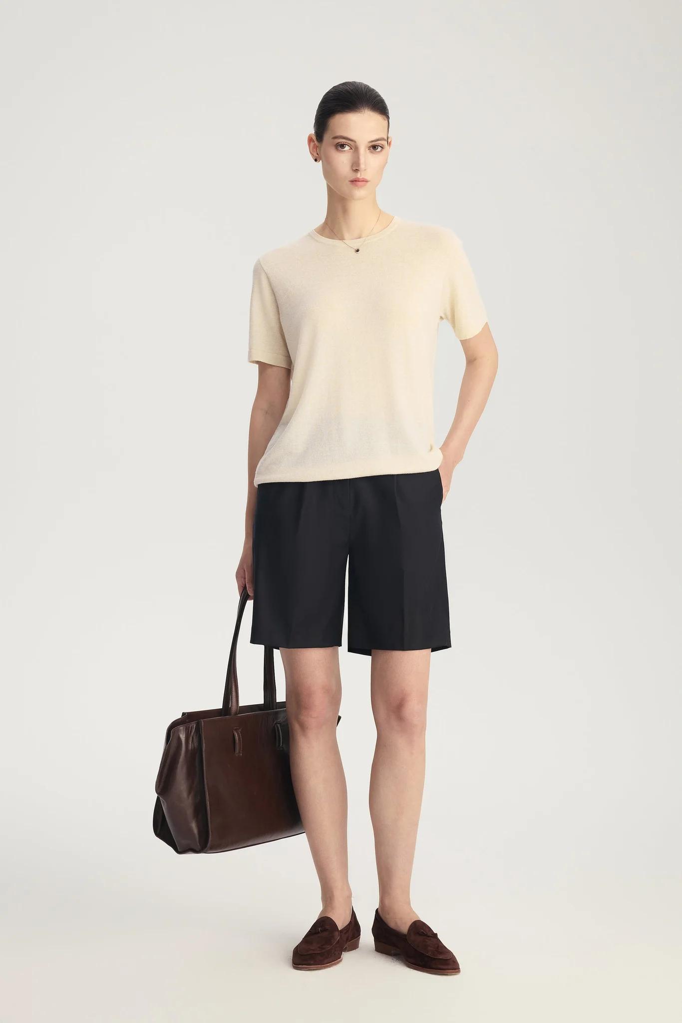 Brand New ( Rank N ) Mira Metallic Wool Short-Sleeve Knit Top (EU 34) - 3