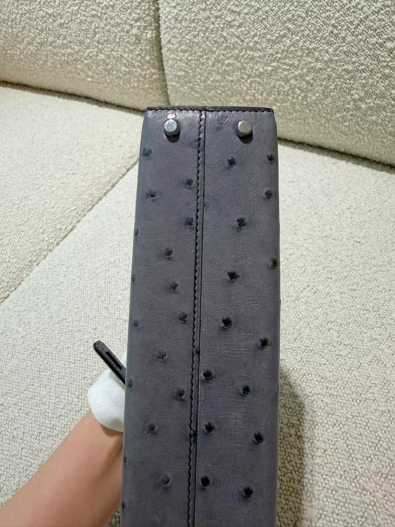 ランク SA HERMÈS エルメス ミニケリー2 グリアガット (82) オーストリッチ シルバー金具 C刻印 (2018) - 15